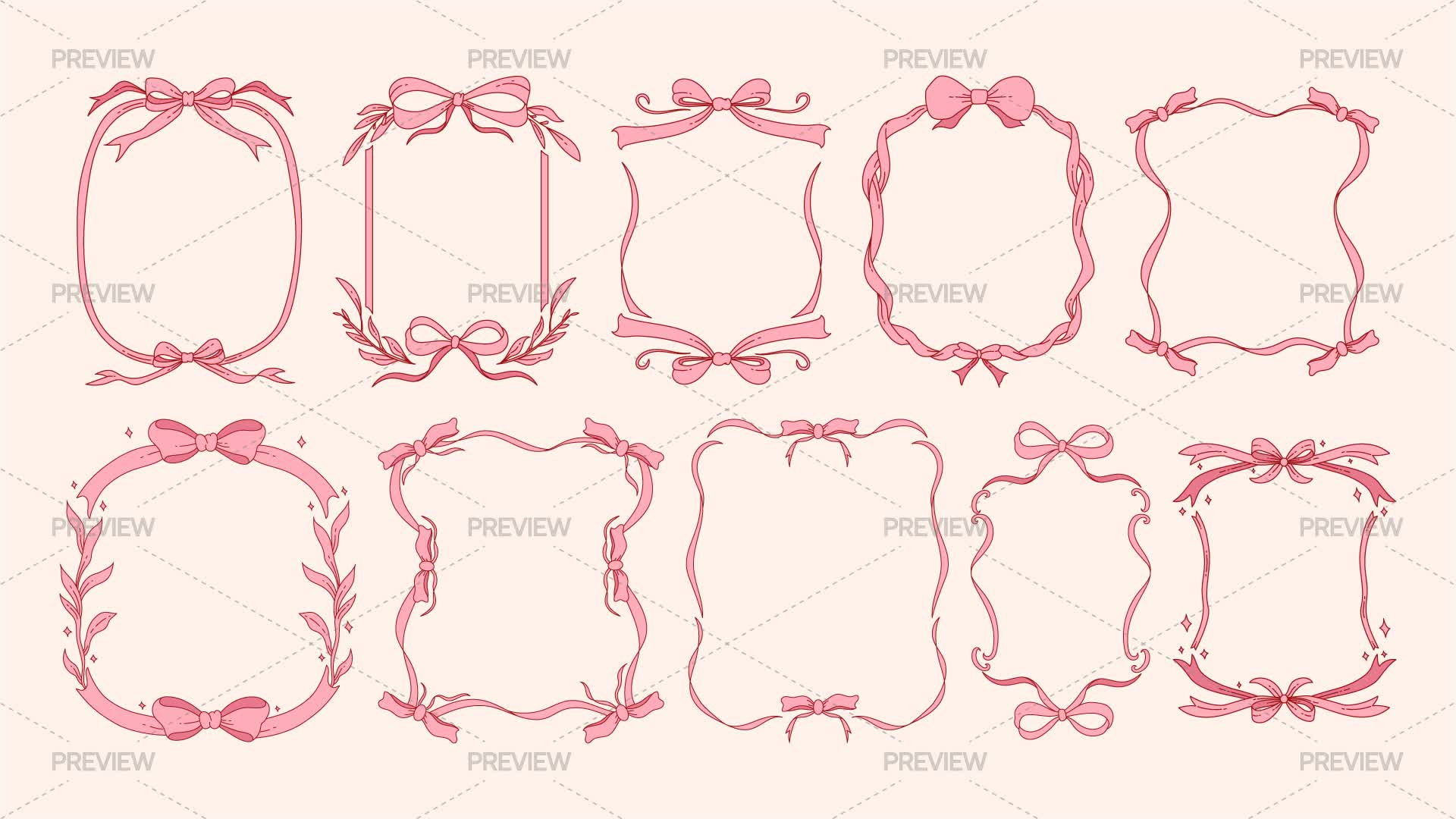 10 Vintage Ribbon Frames - Graphics | Motion Array