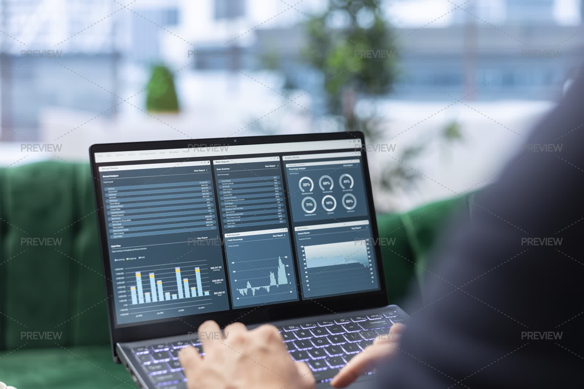 CEO Works In Office Analyzing Infographics And Setting Business Goals ...