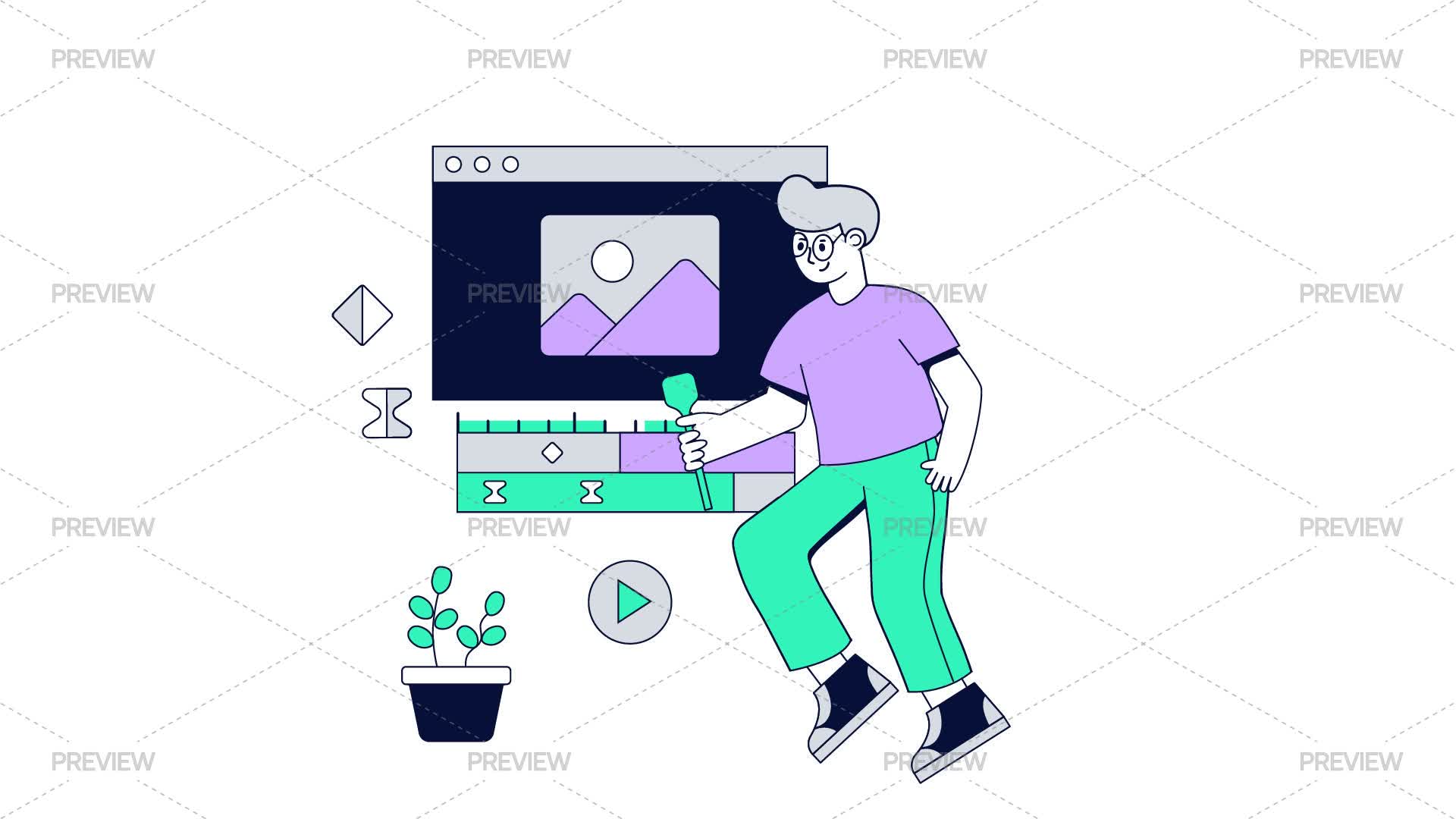 Program And Timeline Graphics. Modern Motion Designer Editing A Timeline by lina_chepolina - Graphics ...