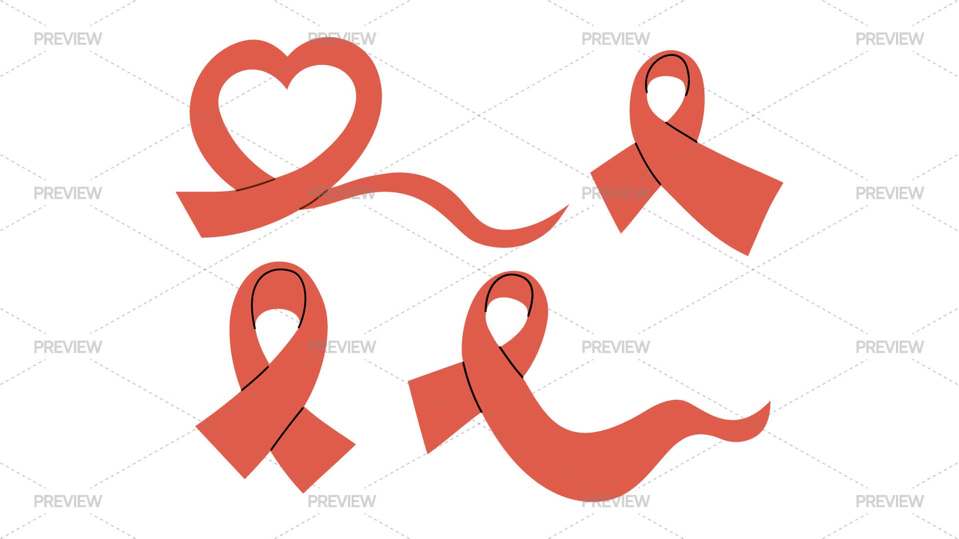 Red Ribbon Stickers - Graphics | Motion Array