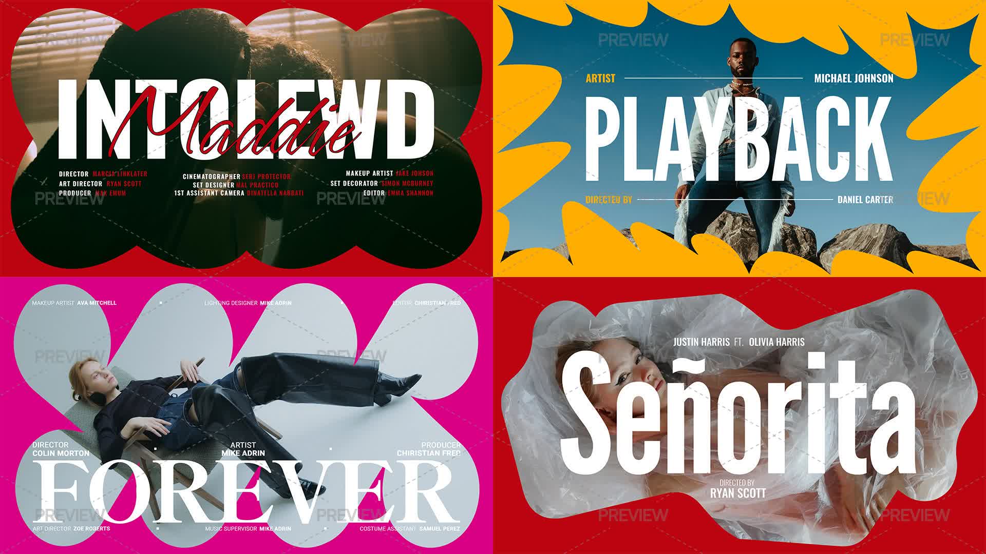 Song Title Video Examples 4 Music Video Title Card Templates by Pixflow.net - Graphics | Motion Array