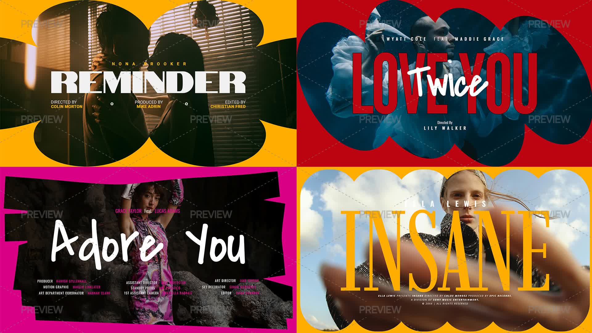 Program Title Card Design 4 Music Video Title Card Templates by Pixflow.net - Graphics | Motion Array