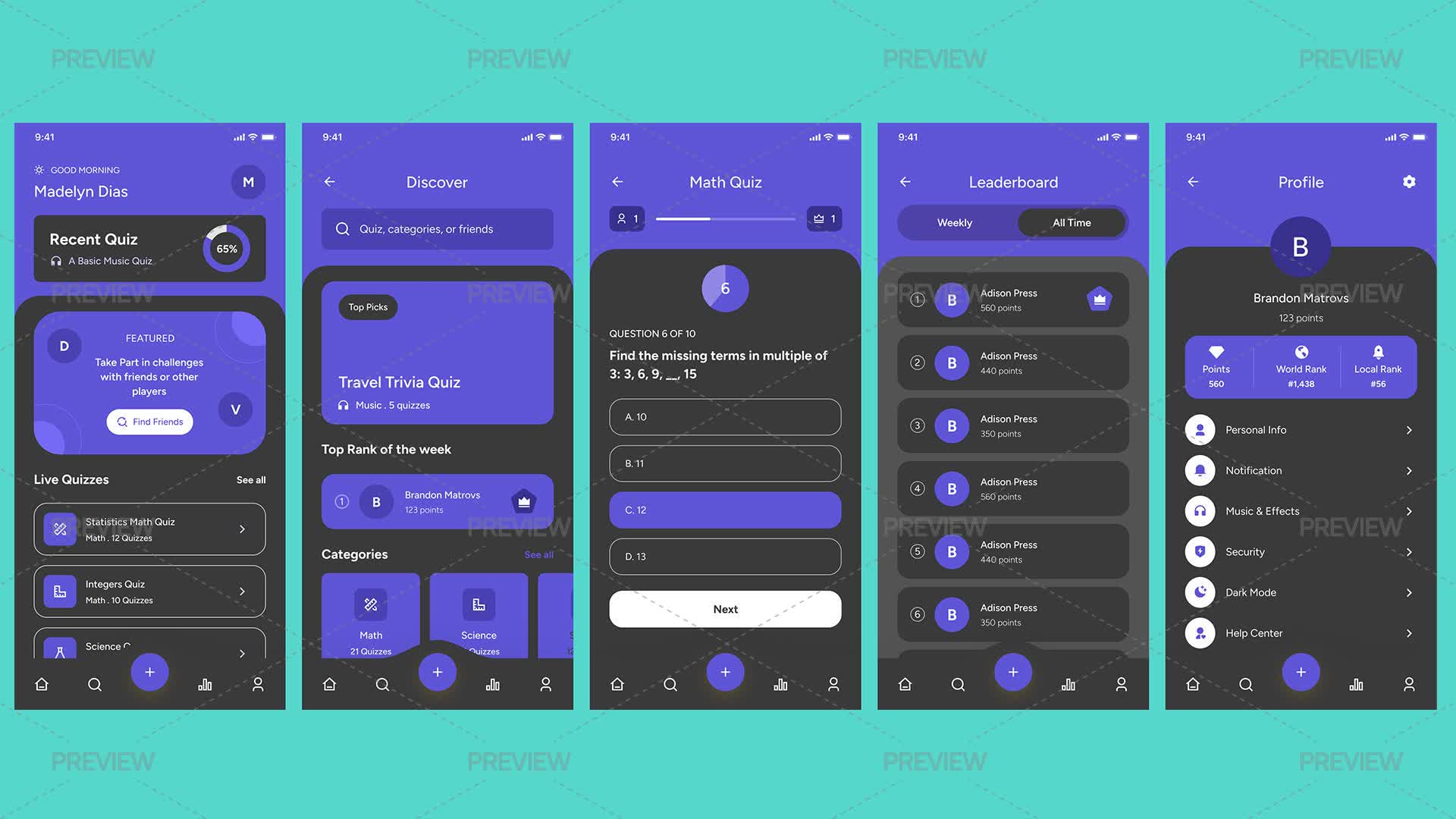 Quiz And Trivia Game UI Screen App by Nagare Design - Graphics | Motion ...