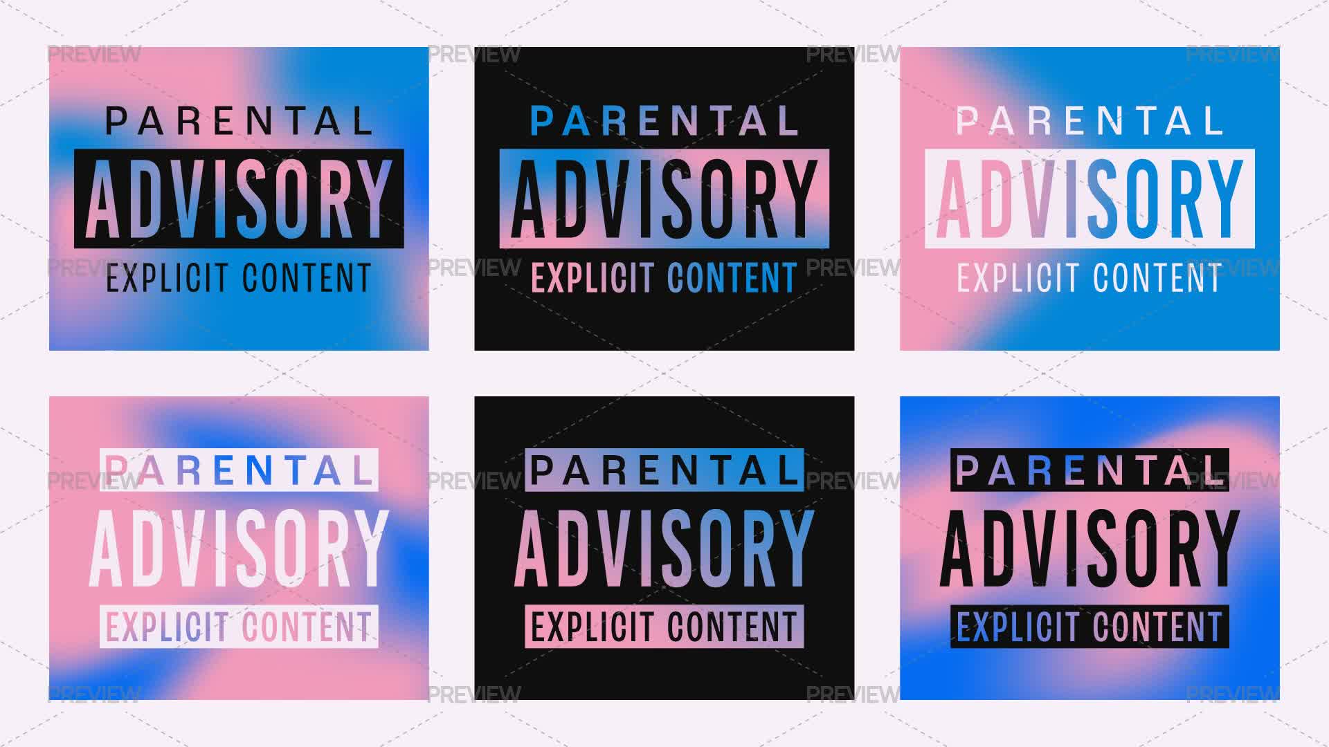 Advisor Sticker 6 Pink And Blue Gradient Parental Advisory Stickers - Graphics | Motion ...