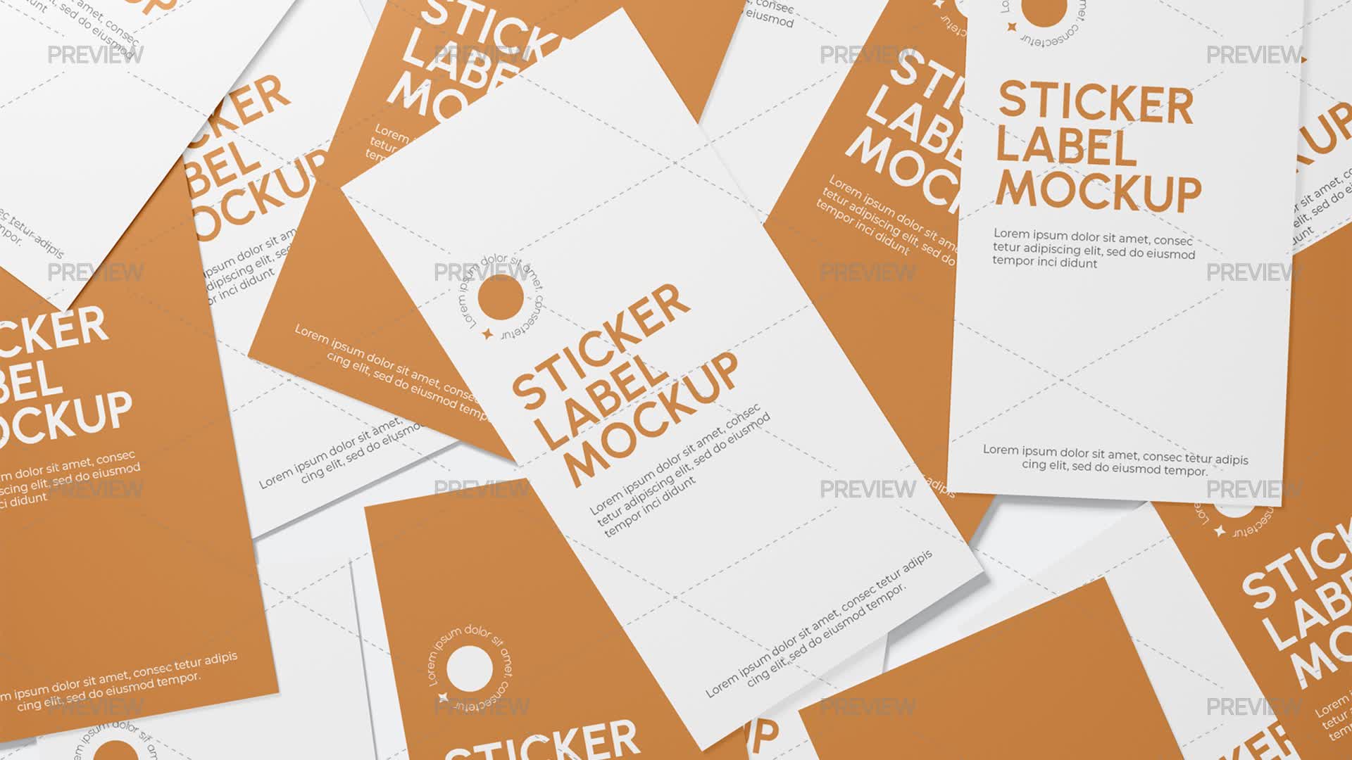 Scattered Sticker Labels Mockup Top View - Graphics | Motion Array