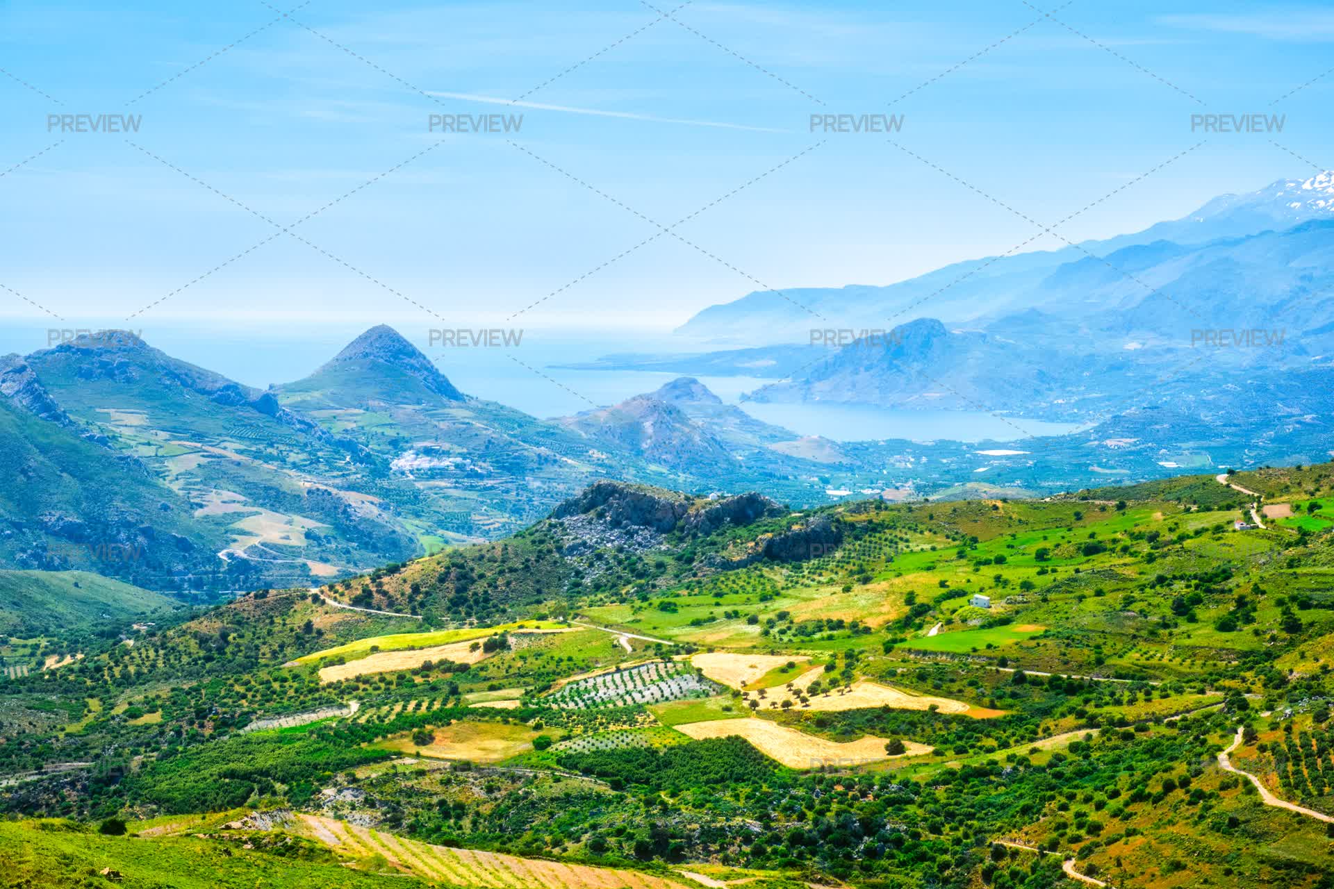 Aerial View Of Crete Island In Greece - Stock Photos | Motion Array
