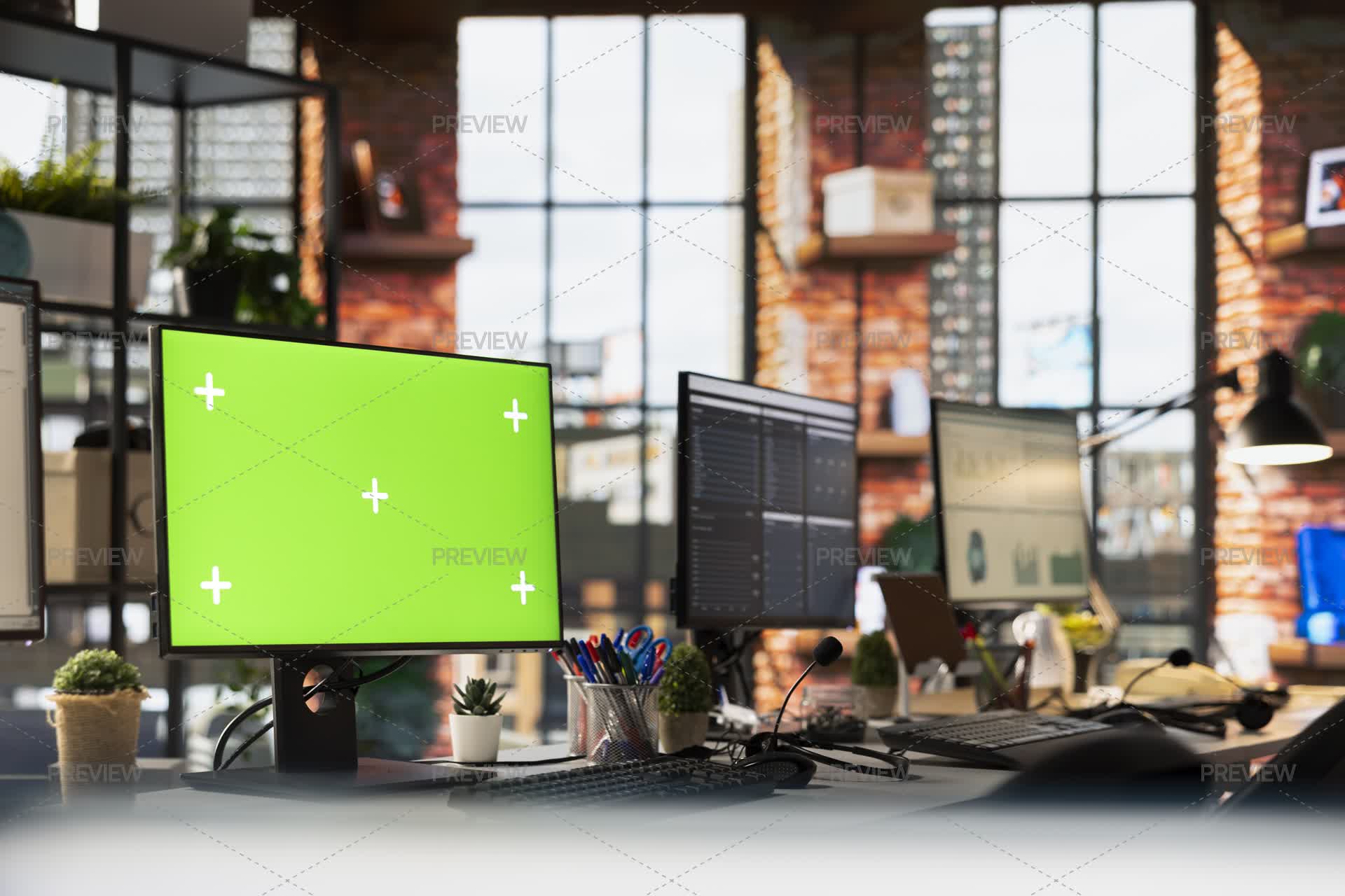 Chroma Key Isolated Screen Computer Displays In Customer Support ...