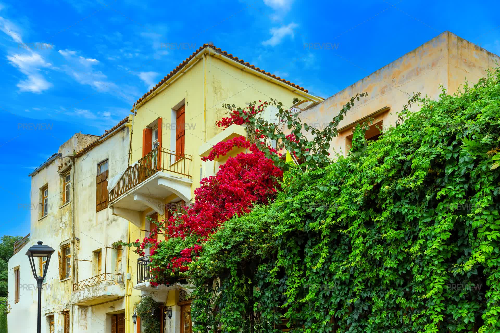 Greece Travel Destination, Colorful Streets Of Crete Island City Chania ...