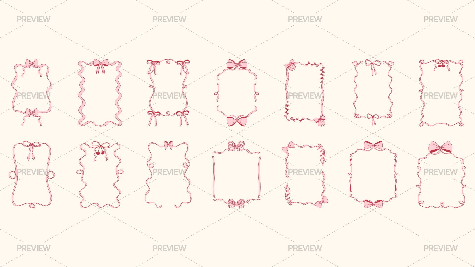 Pink Rictangular Ribbon Frame Pink Ribbon Frames by Anna Orlova - Graphics | Motion Array