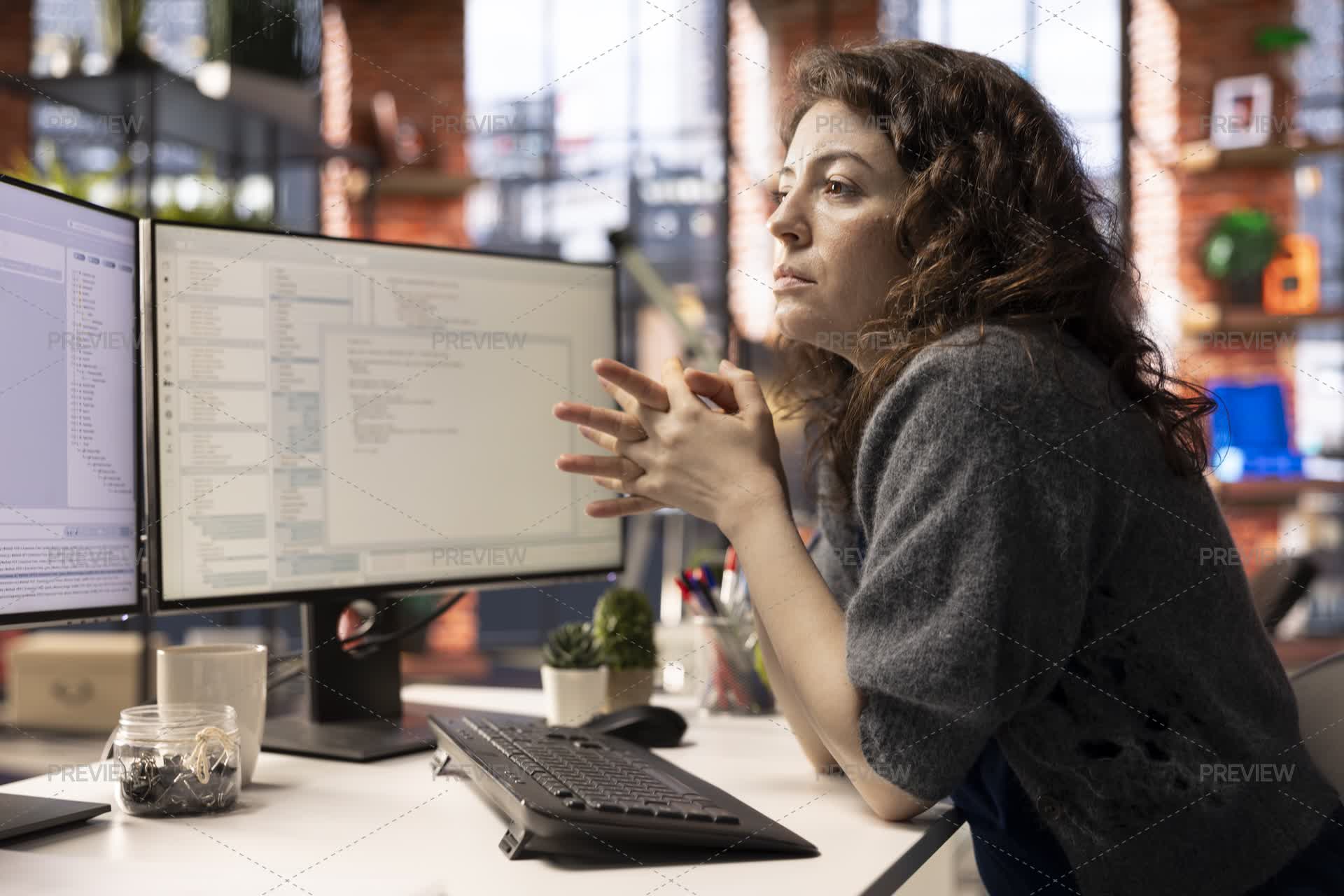 Woman Programming Software Code On Her Computer - Stock Photos | Motion ...