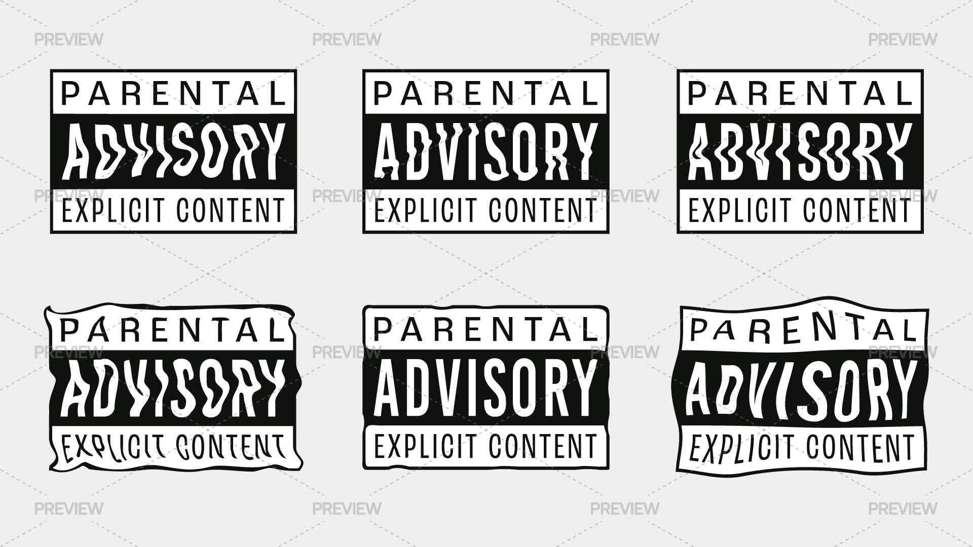 Conten Sticker 6 Parental Advisory Distorted Stickers by stasylionet - Graphics ...