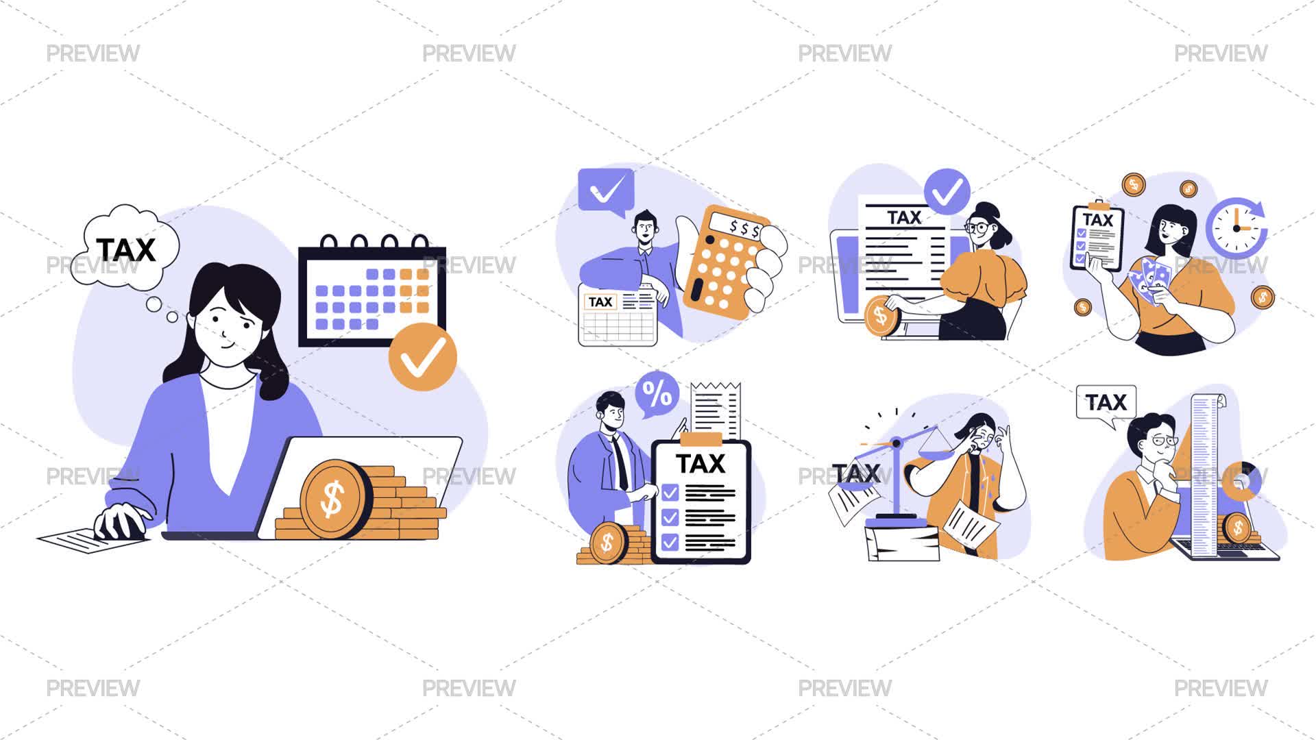 Tax Declaration Illustrations - Graphics | Motion Array