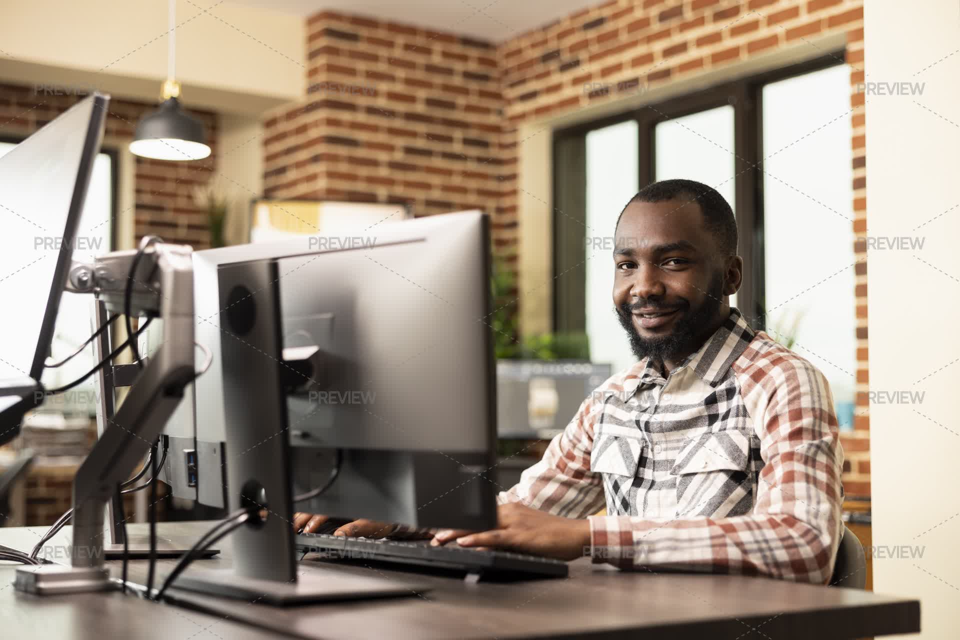 Computer Pro Working Professional Working On Desktop PC - Stock Photos | Motion Array