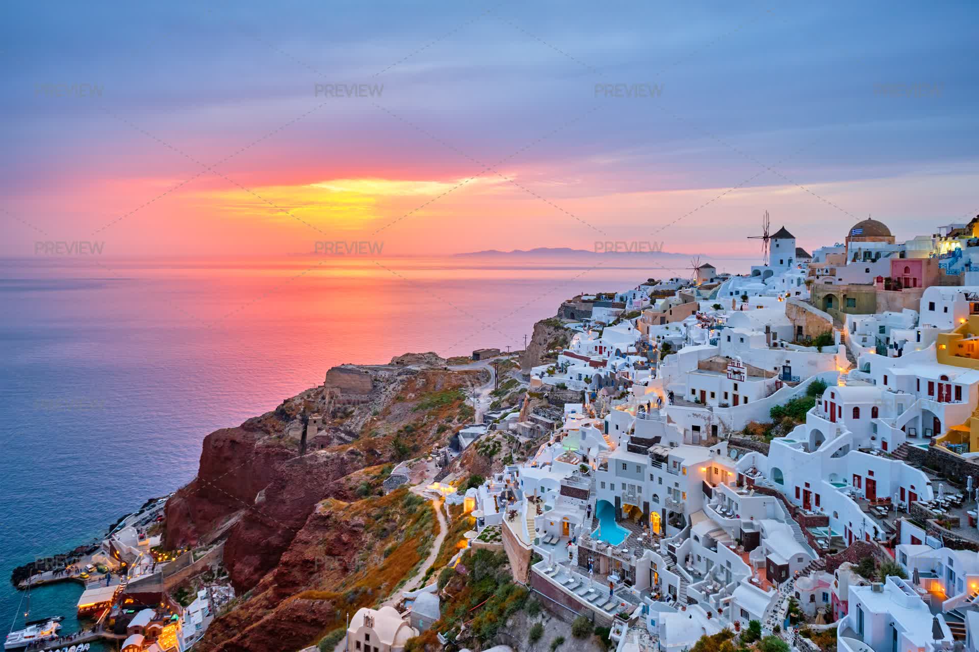 Famous Greek Tourist Destination Oia, Greece - Stock Photos | Motion Array