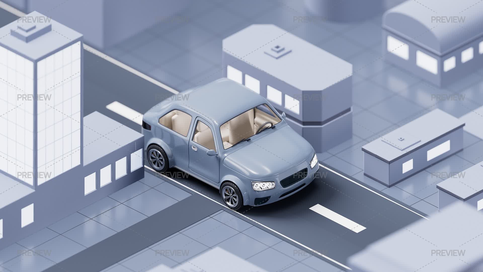 Auto Mobile Array Autonomous Vehicle On A City Street - Graphics | Motion Array
