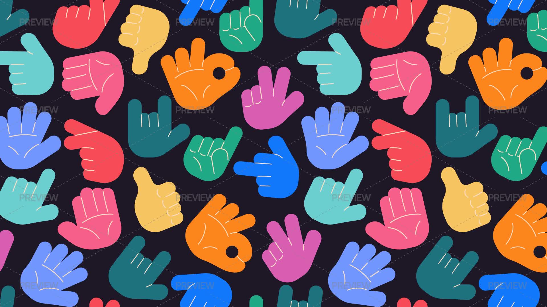 Pattern Coloured Hand Colorful Hands Seamless Pattern by Airo - Graphics | Motion Array