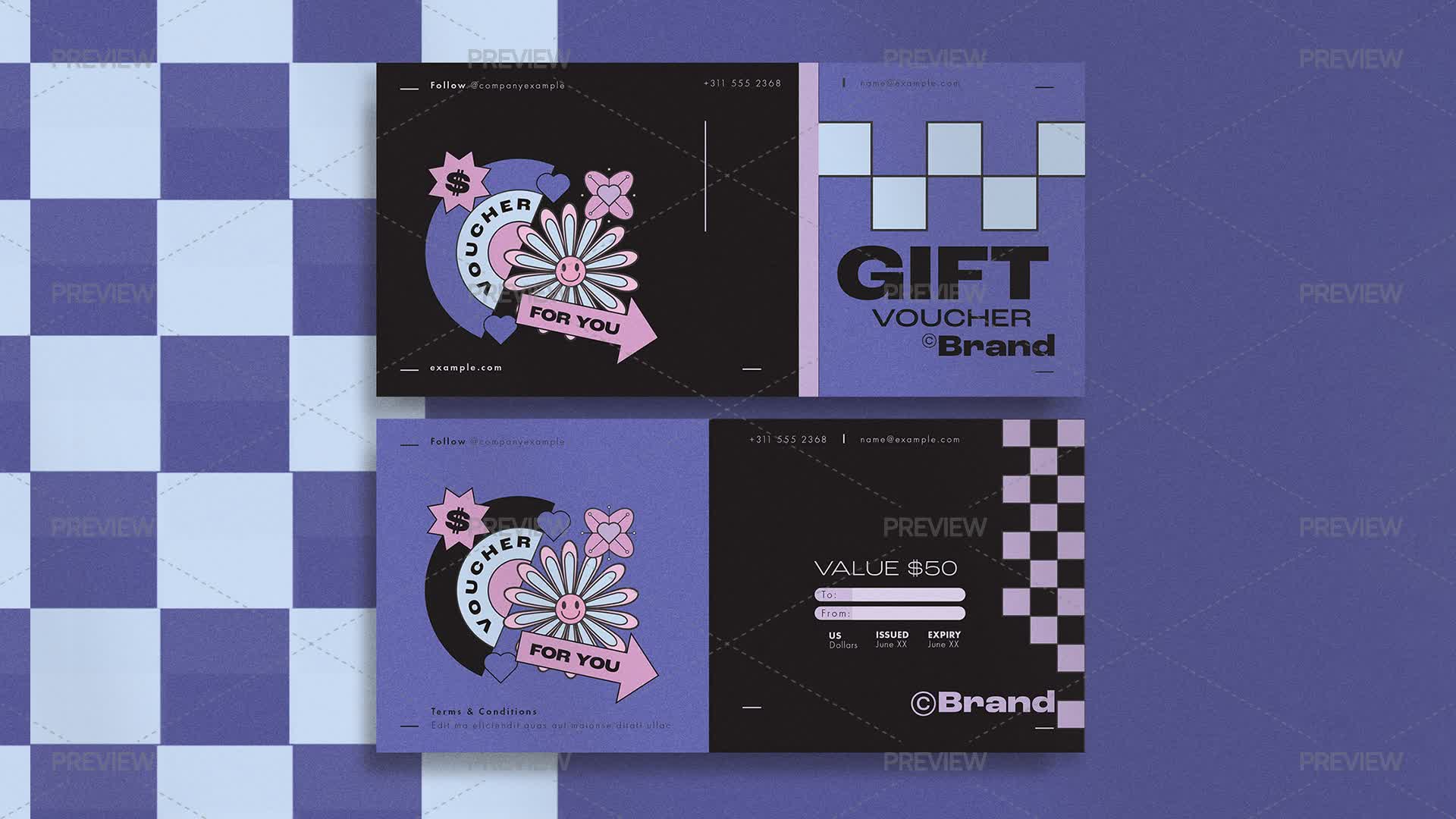 Fun Gift Voucher With Sticker Illustrations - Graphics | Motion Array
