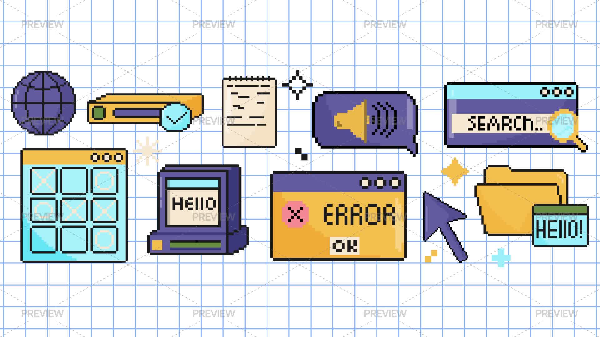 Computer Windows In 8 Bit Style by Anna Orlova - Graphics | Motion Array