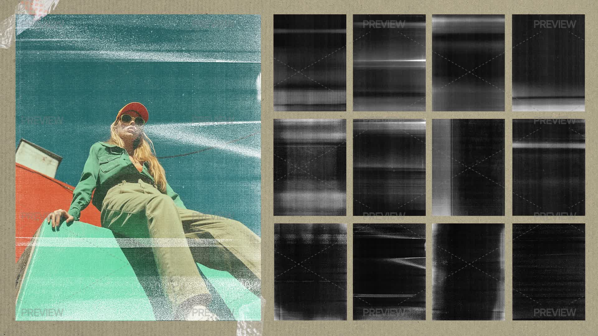 20 Broken Scanner Texture Overlays - Graphics | Motion Array