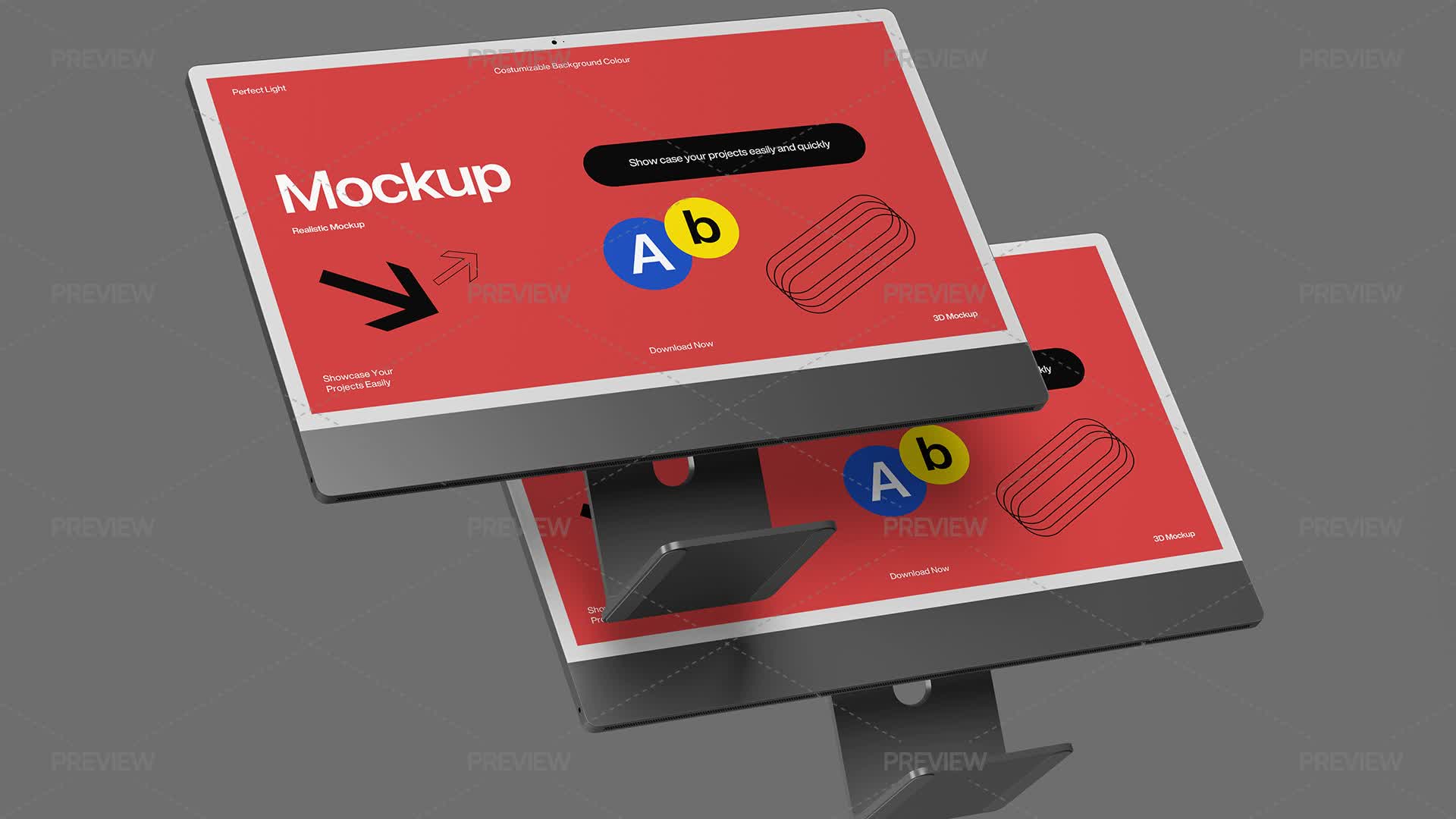 Creative Desktop Display 2 Desktop Displays Mockup by eastgraphic - Graphics | Motion Array