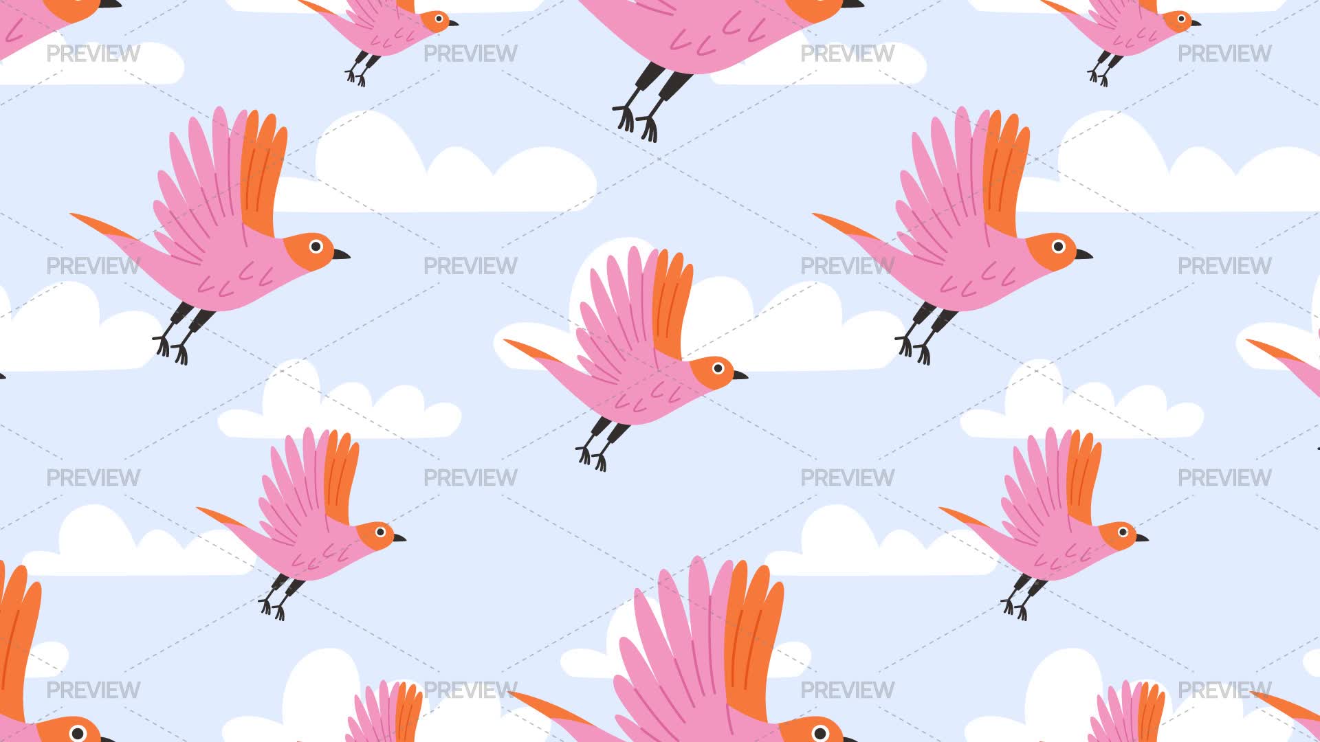 Flying Birds Seamless Pattern - Graphics | Motion Array