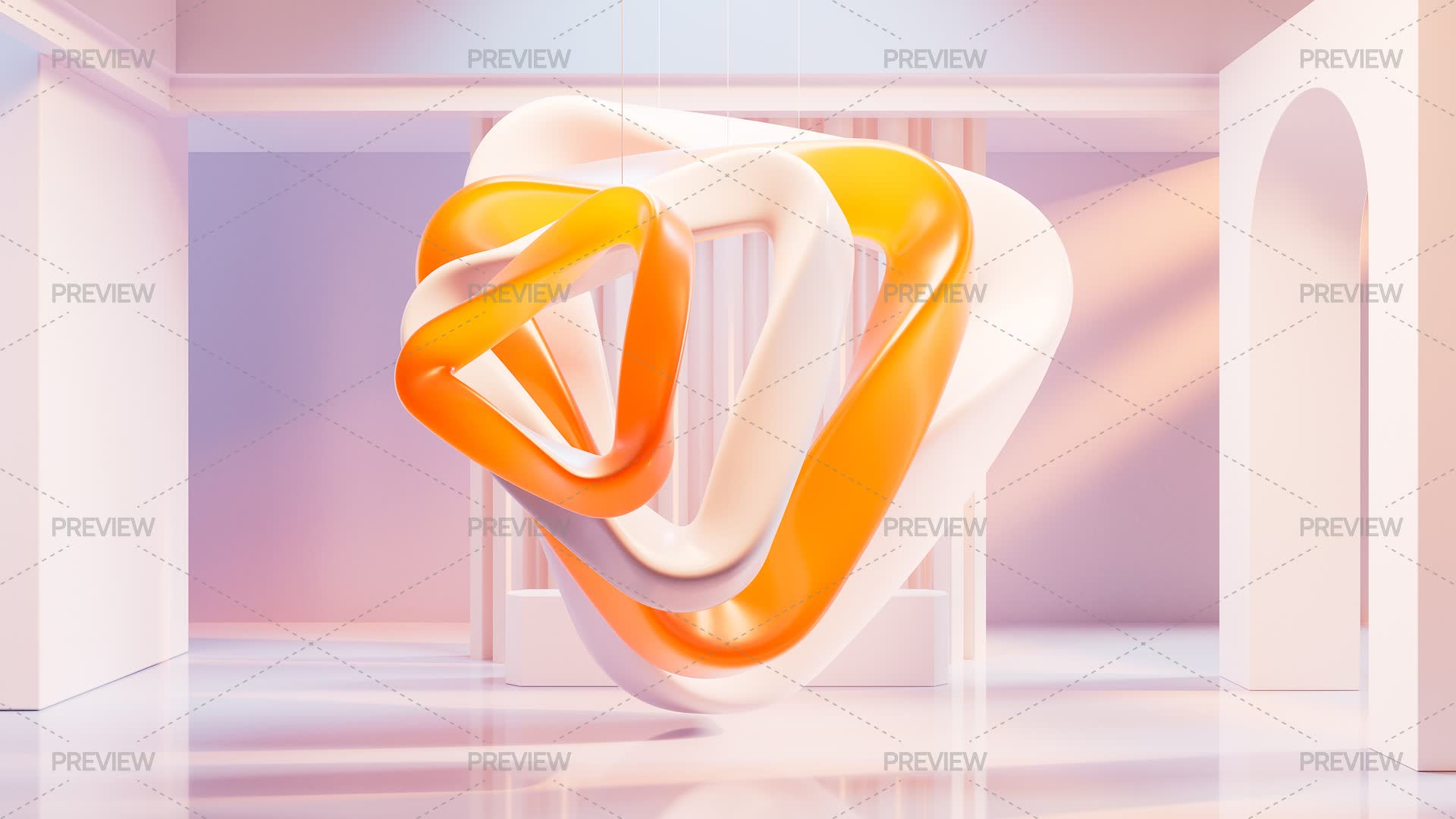 Empty Building Structure With Curved Geometric Shapes - Graphics ...