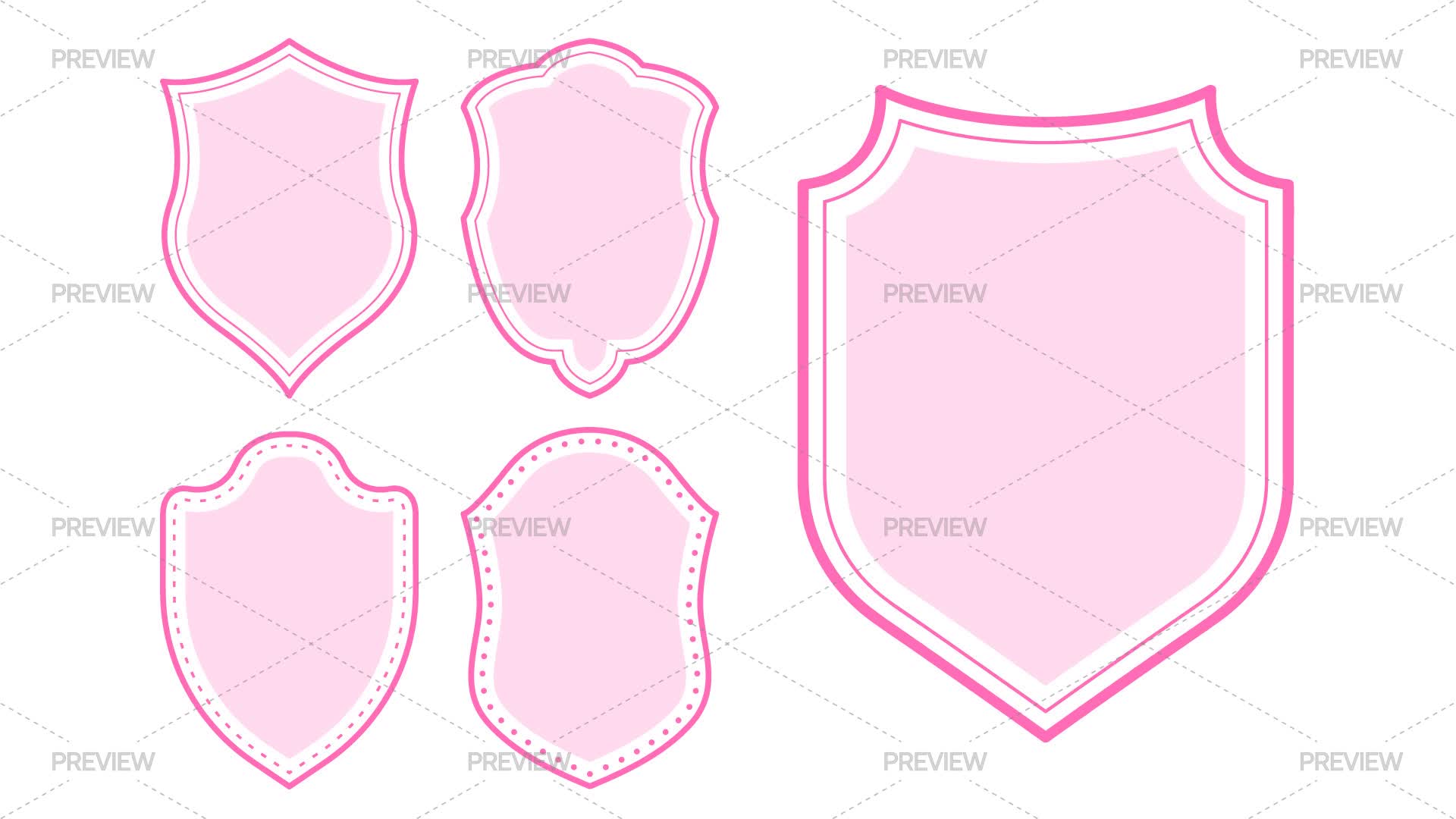 Shield Sticker Designs Pink Shield Stickers - Graphics | Motion Array