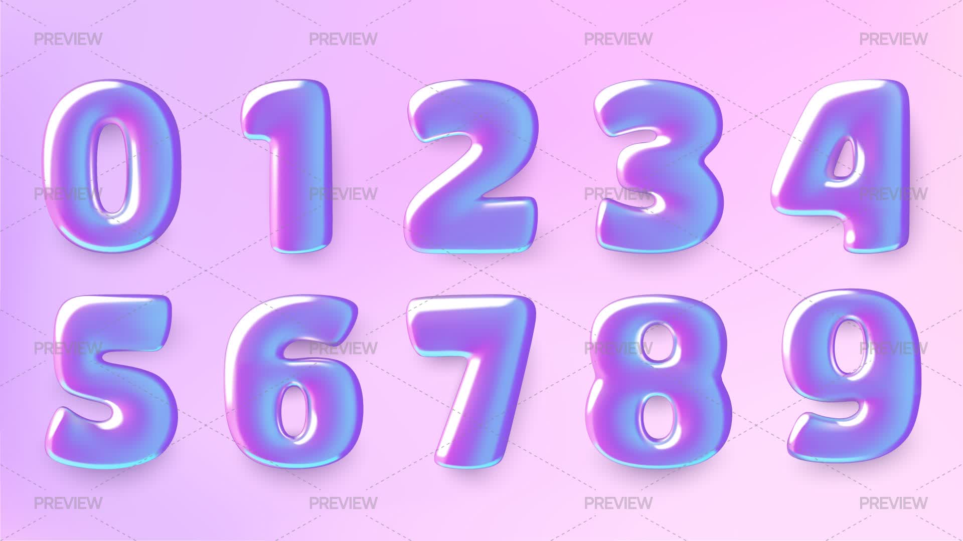 Holo Numbers 10 3D Holographic Numbers by Anastasiia Zimina - Graphics | Motion Array
