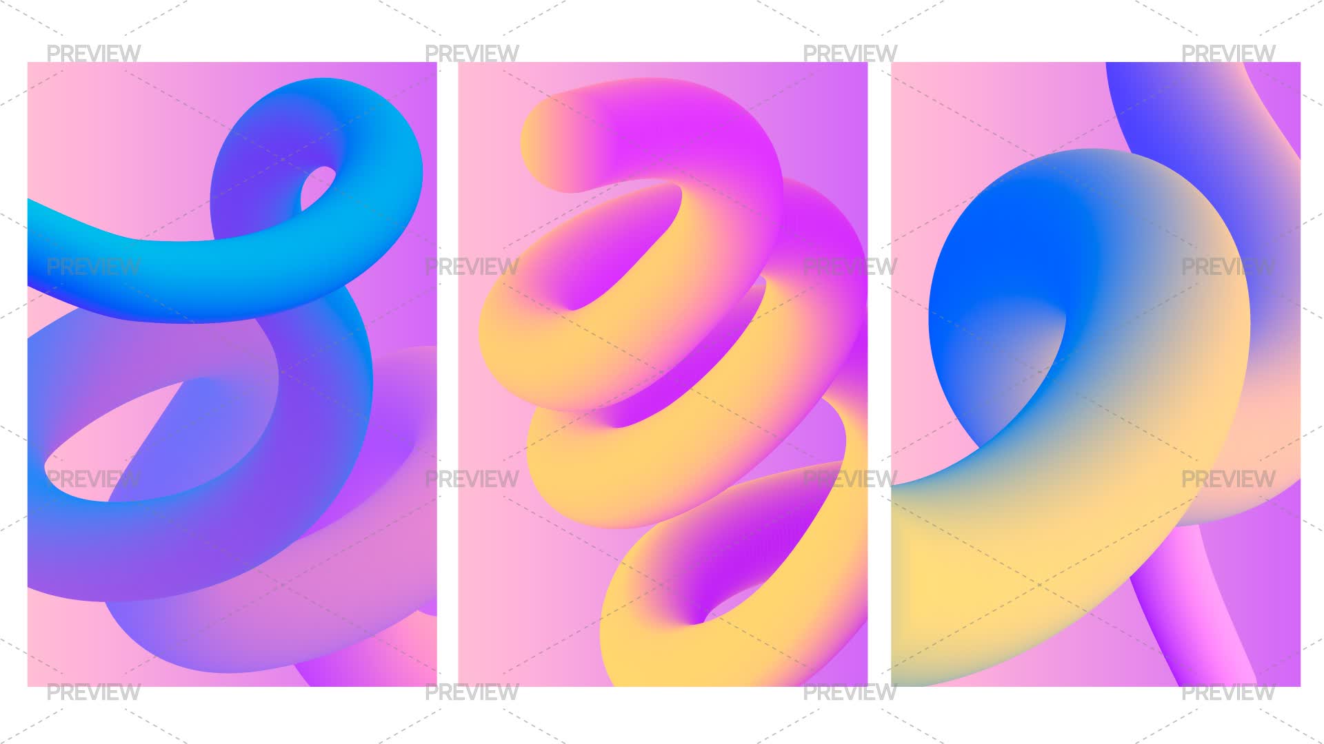 3 Curved Gradient Line Backgrounds - Graphics | Motion Array
