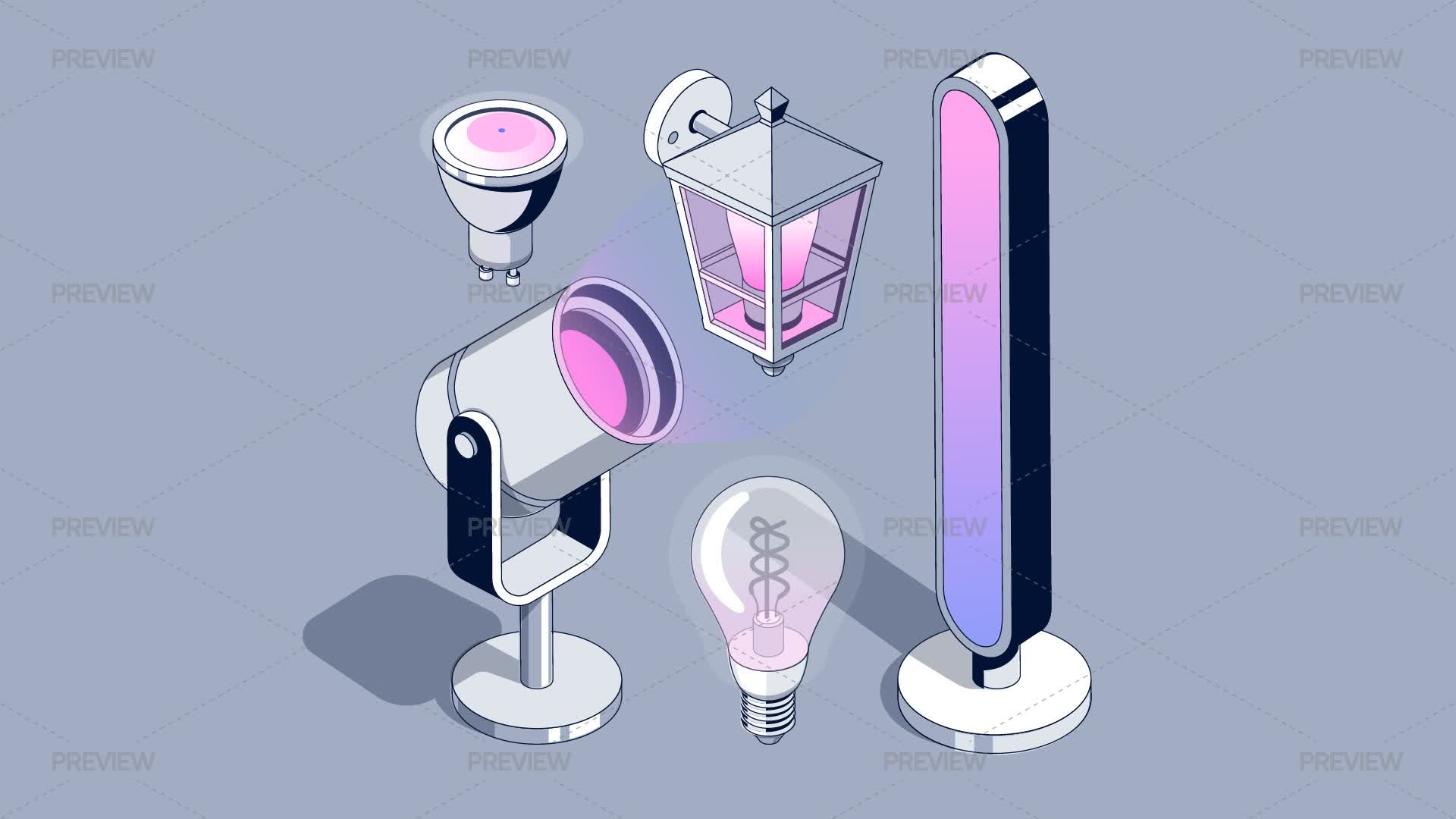 Isometric Lamps And Lights - Graphics | Motion Array
