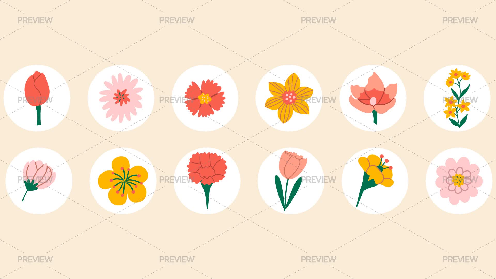Spring Flower Stickers - Graphics | Motion Array