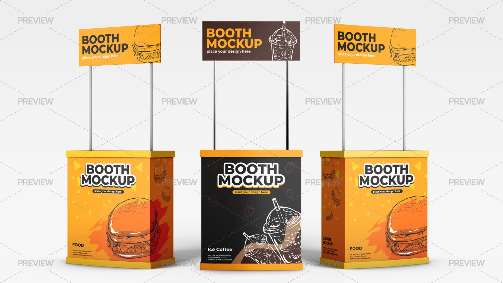 3 Portable Booths Mockup - Graphics | Motion Array