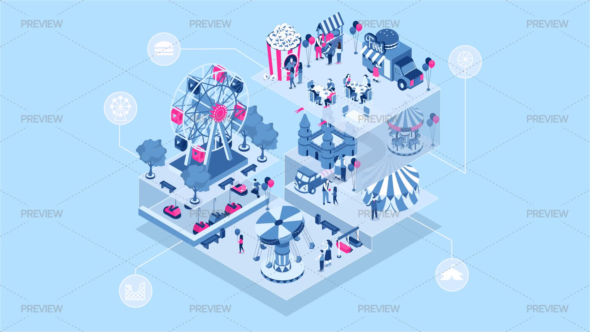 Isometric Amusement Park - Graphics | Motion Array