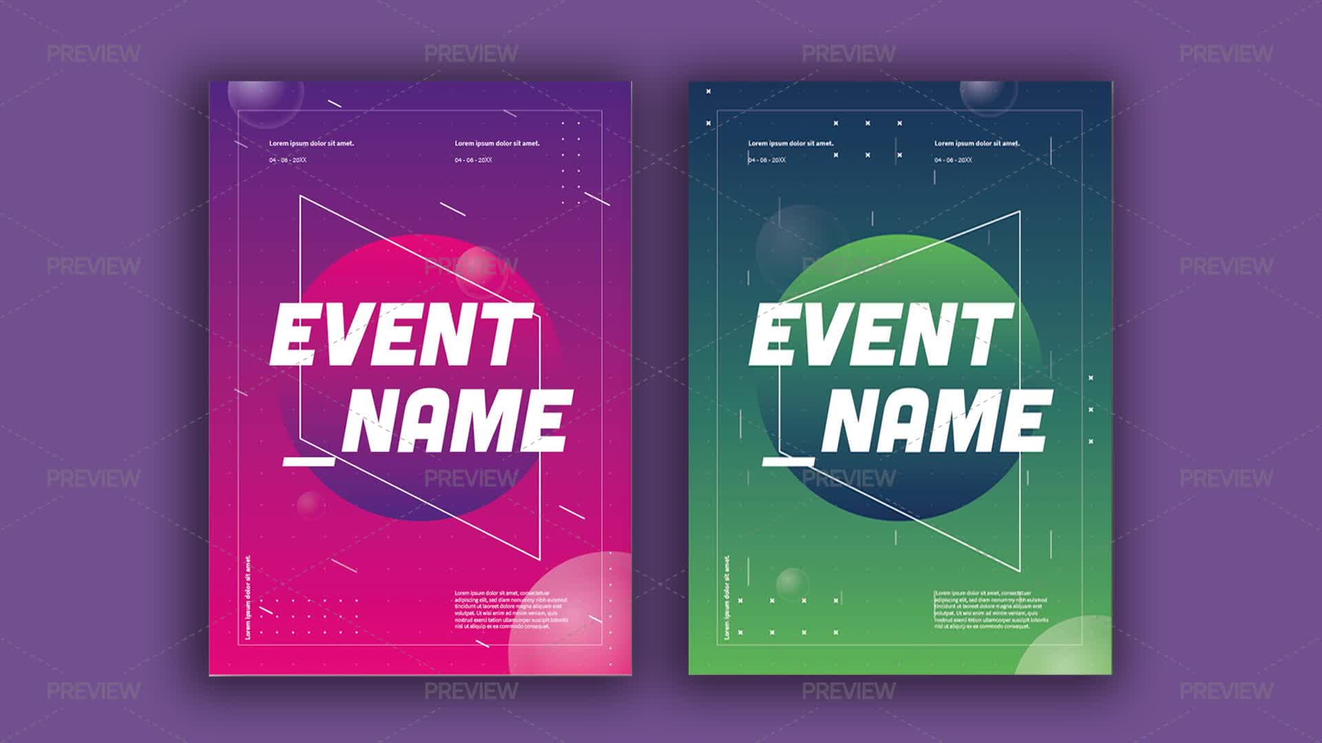 Rectangular Events Poster Geometric Event Posters by Wavebreak Media - Graphics | Motion Array