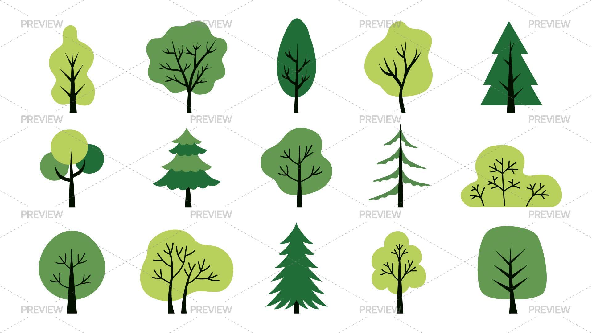 Vector Motion Tree Green Forest Trees by astrominari - Graphics | Motion Array