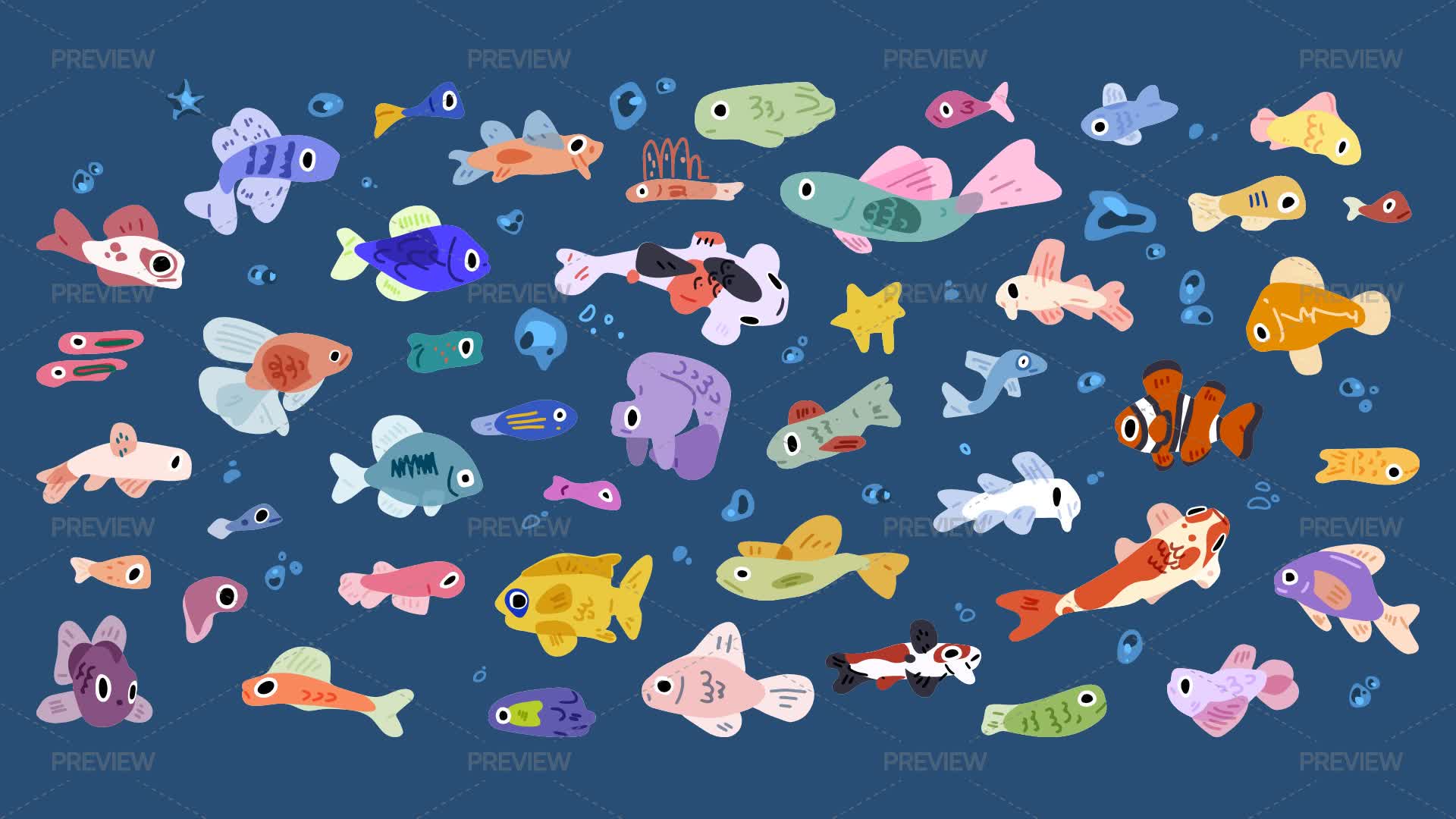 Motion Graphics Fish 45 Fish - Graphics | Motion Array