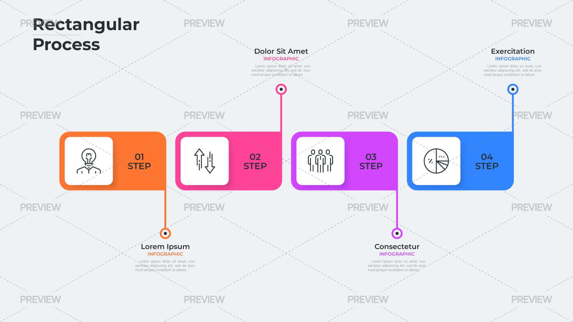 Rectangular Process Infographic Presentation Slide Template - Graphics ...