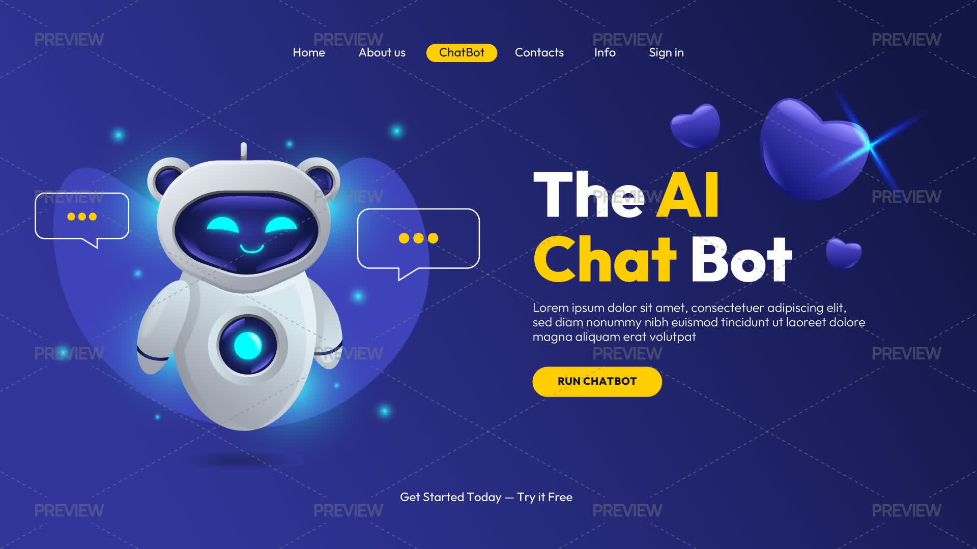 AI Chat Bot Futuristic Landing Page - Graphics | Motion Array