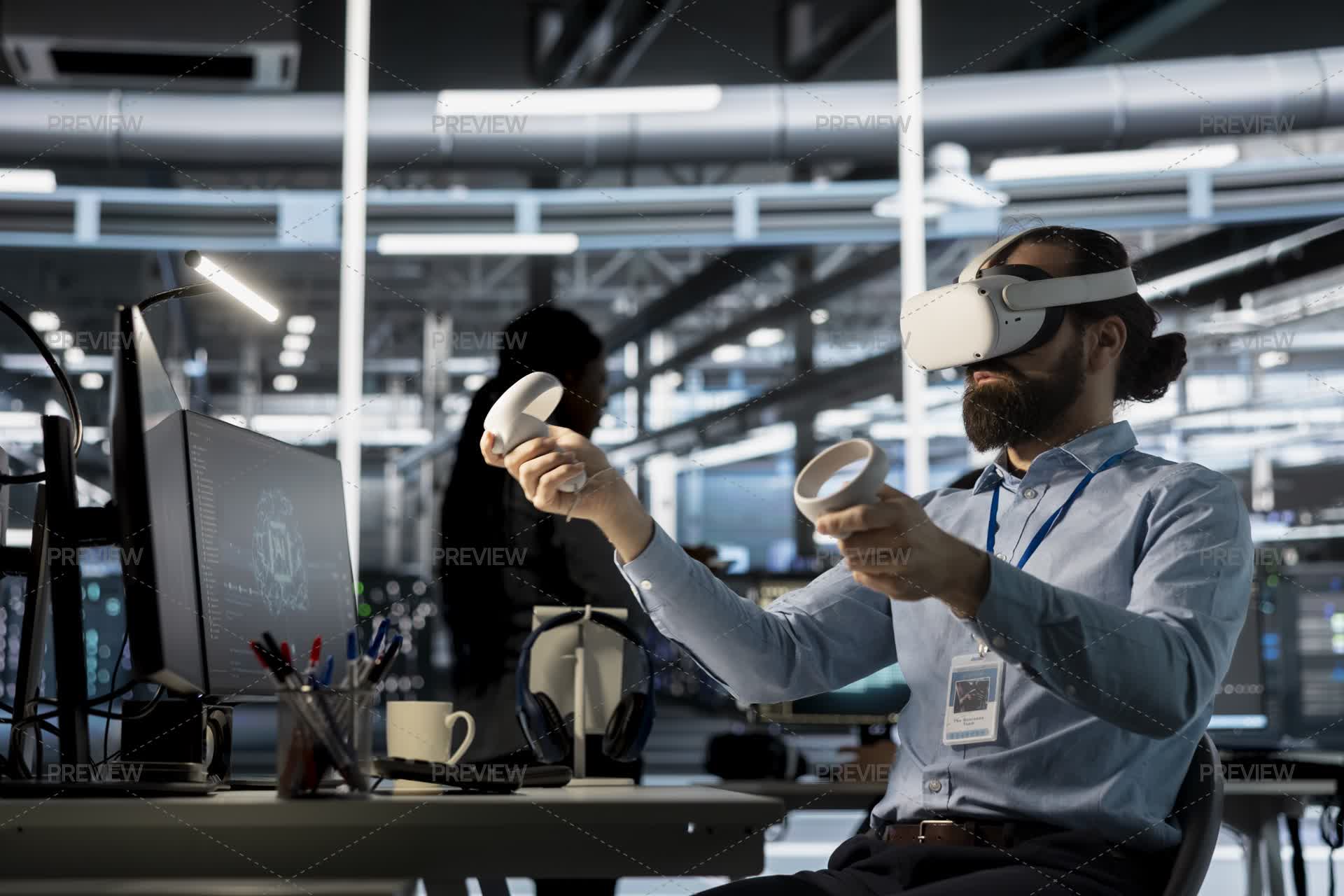 Data Center Software Developer Programming Equipment Using Virtual ...