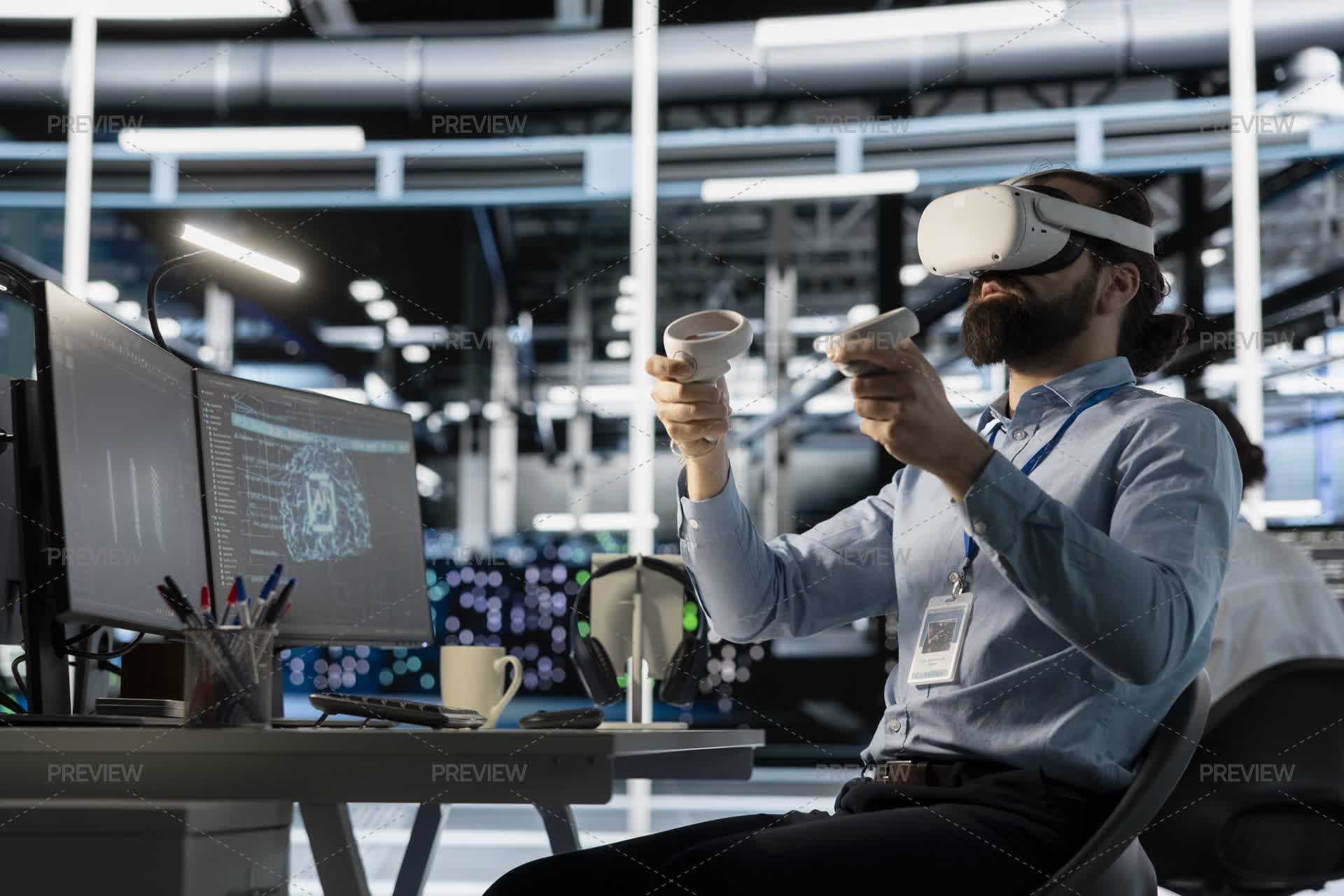 Virtual Software Engineer Data Center Engineer Using Virtual Reality Technology - Stock Photos ...