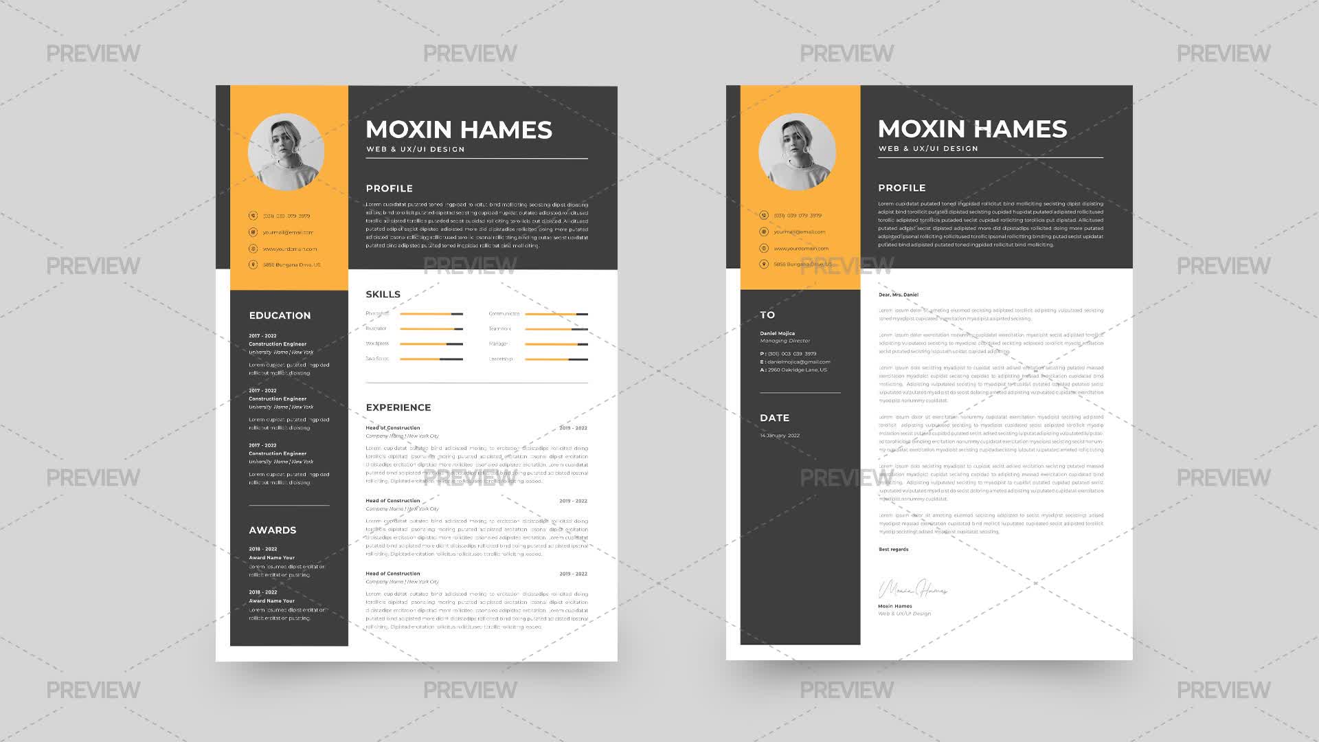 CV Resume Template - Graphics | Motion Array