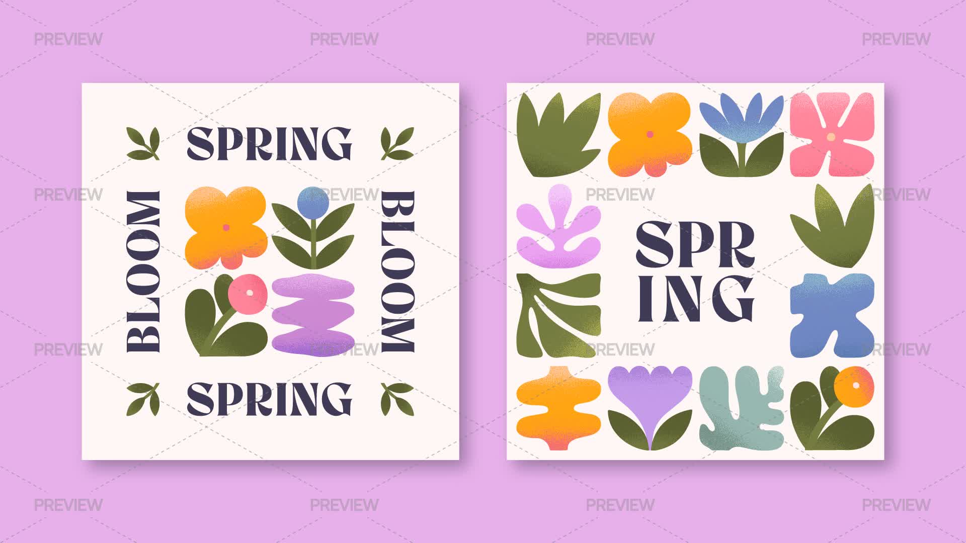 2 Spring Illustrations With Flowers - Graphics | Motion Array
