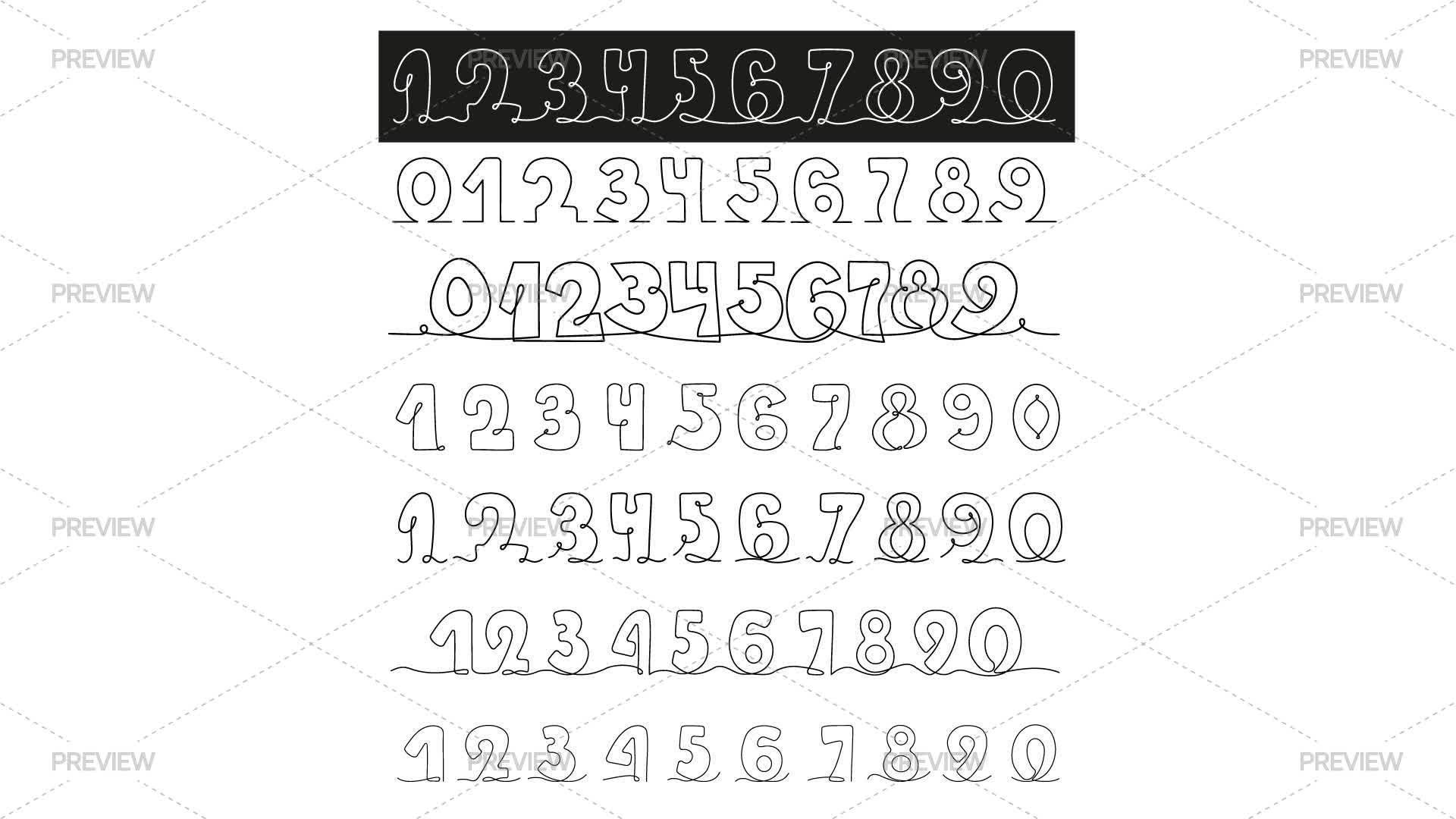 Numbers In Line Drawing - Graphics | Motion Array