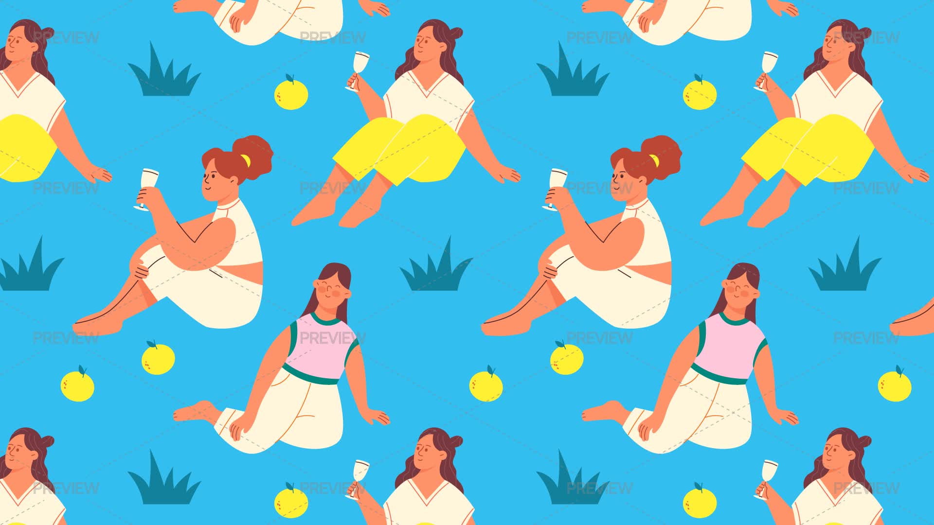 Resting Pattern People Resting Seamless Pattern - Graphics | Motion Array