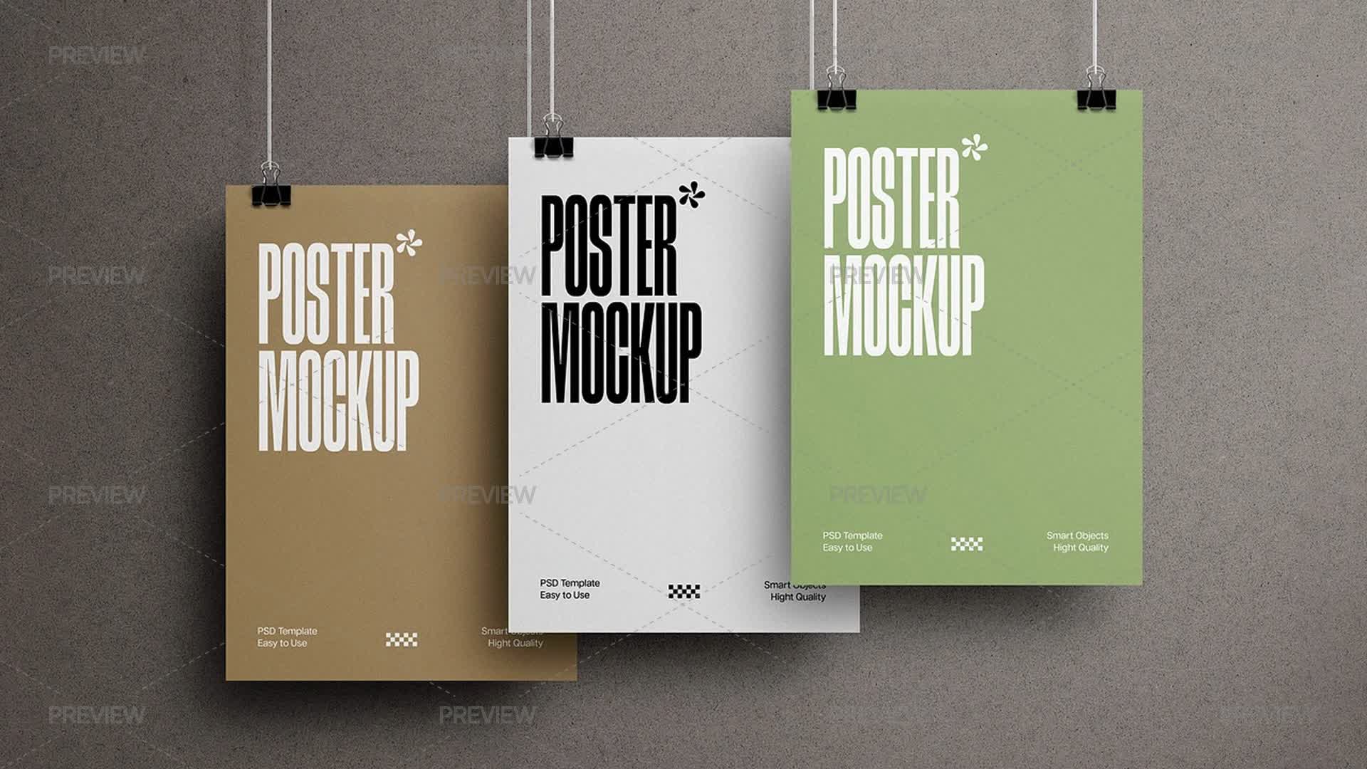 Motion Array Poster 3 Hanging Posters Mockup by Pixelbuddha - Graphics | Motion Array
