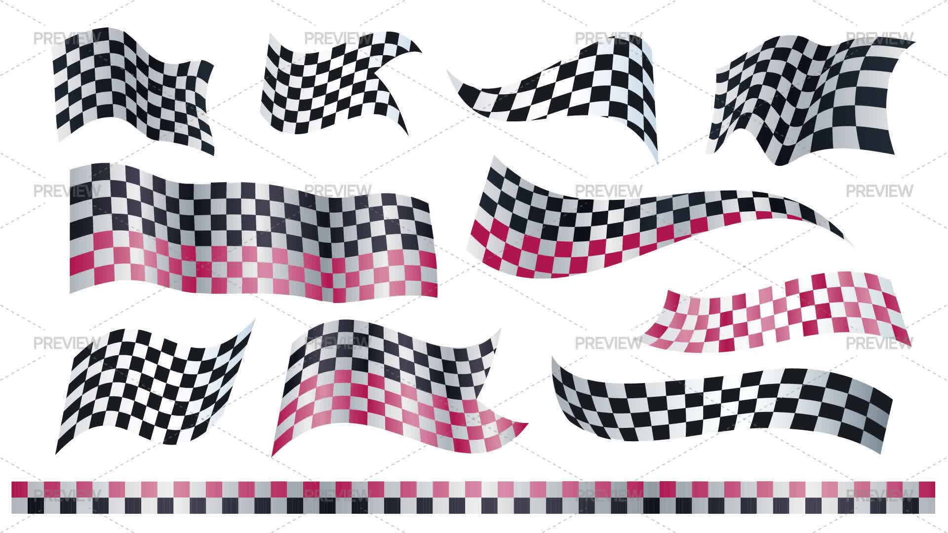 Different Color Racing Checkered Flags Racing Checkered Flags - Graphics | Motion Array