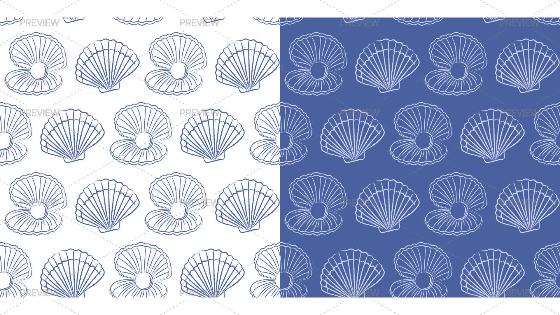Seeshell Pattern Seashell Seamless Patterns - Graphics | Motion Array