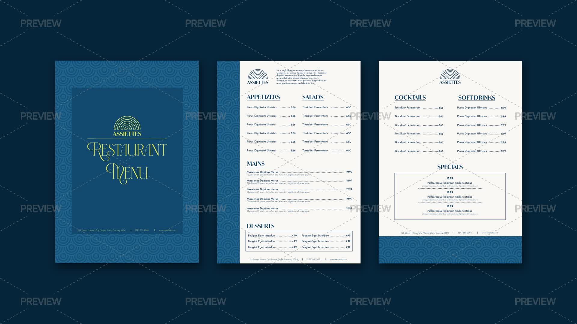 Blue Restaurant Menu - Graphics | Motion Array