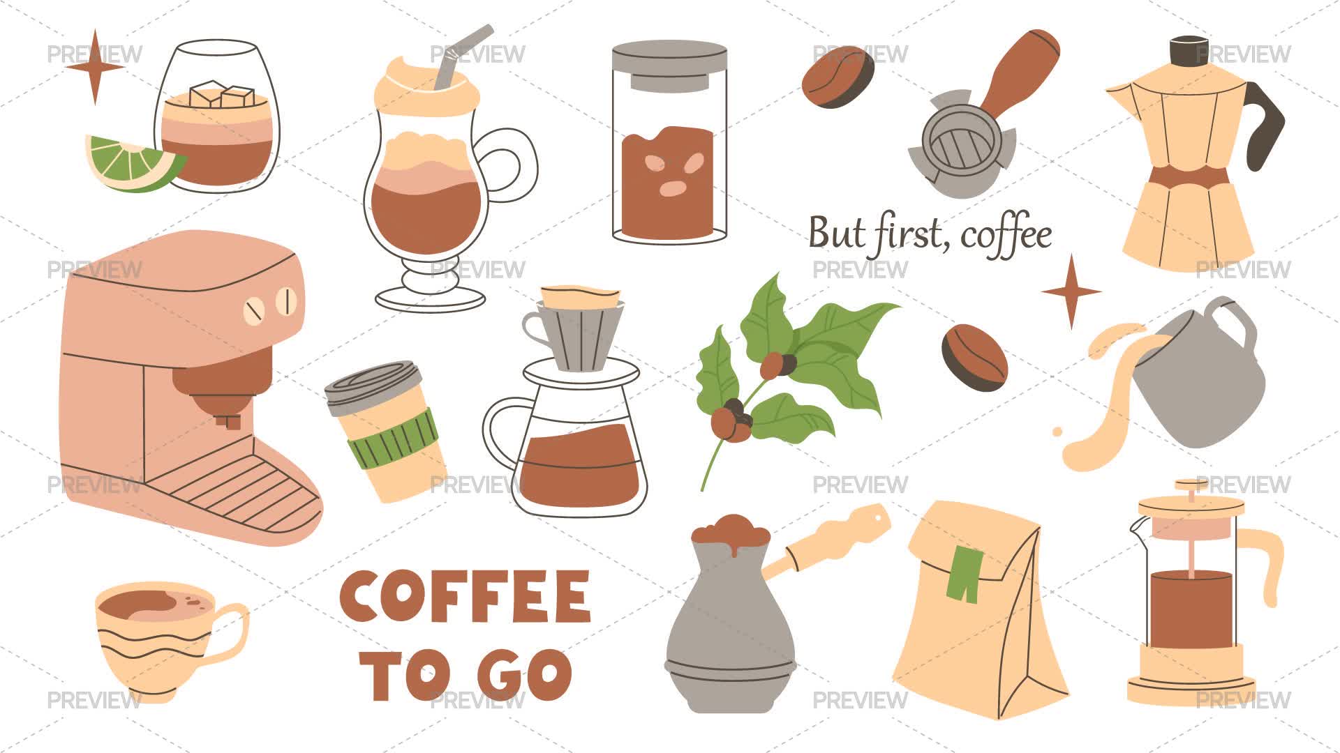 Coffee Motion Graphics Coffee Elements by Dantem - Graphics | Motion Array