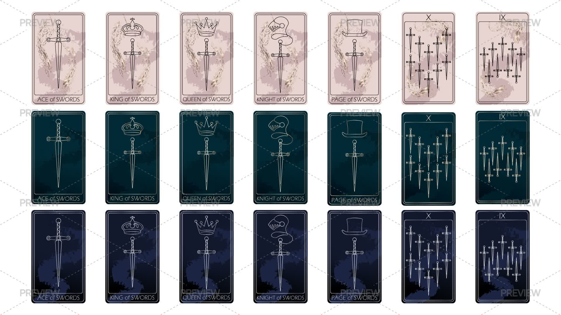 Sword Tarot Cards - Graphics | Motion Array
